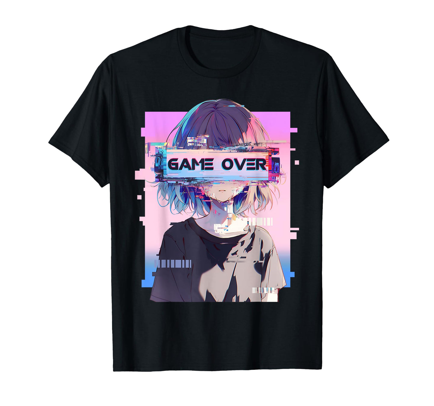 Game Over Sad Glitch Eyes Vaporwave T-Shirt - Streetwear Style Men Women - T-Shirt, Sweatshirt, Hoodie