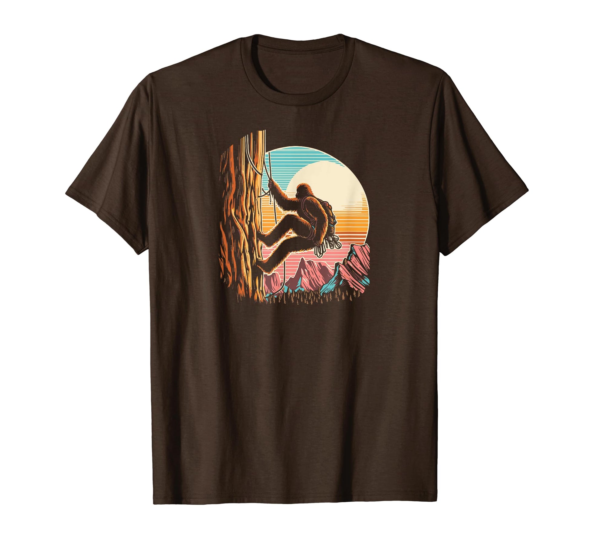 Synthwave Eighties Rock Climber Bigfoot T-Shirt - Aesthetic Graphic Unisex - T-Shirt, Sweatshirt, Hoodie