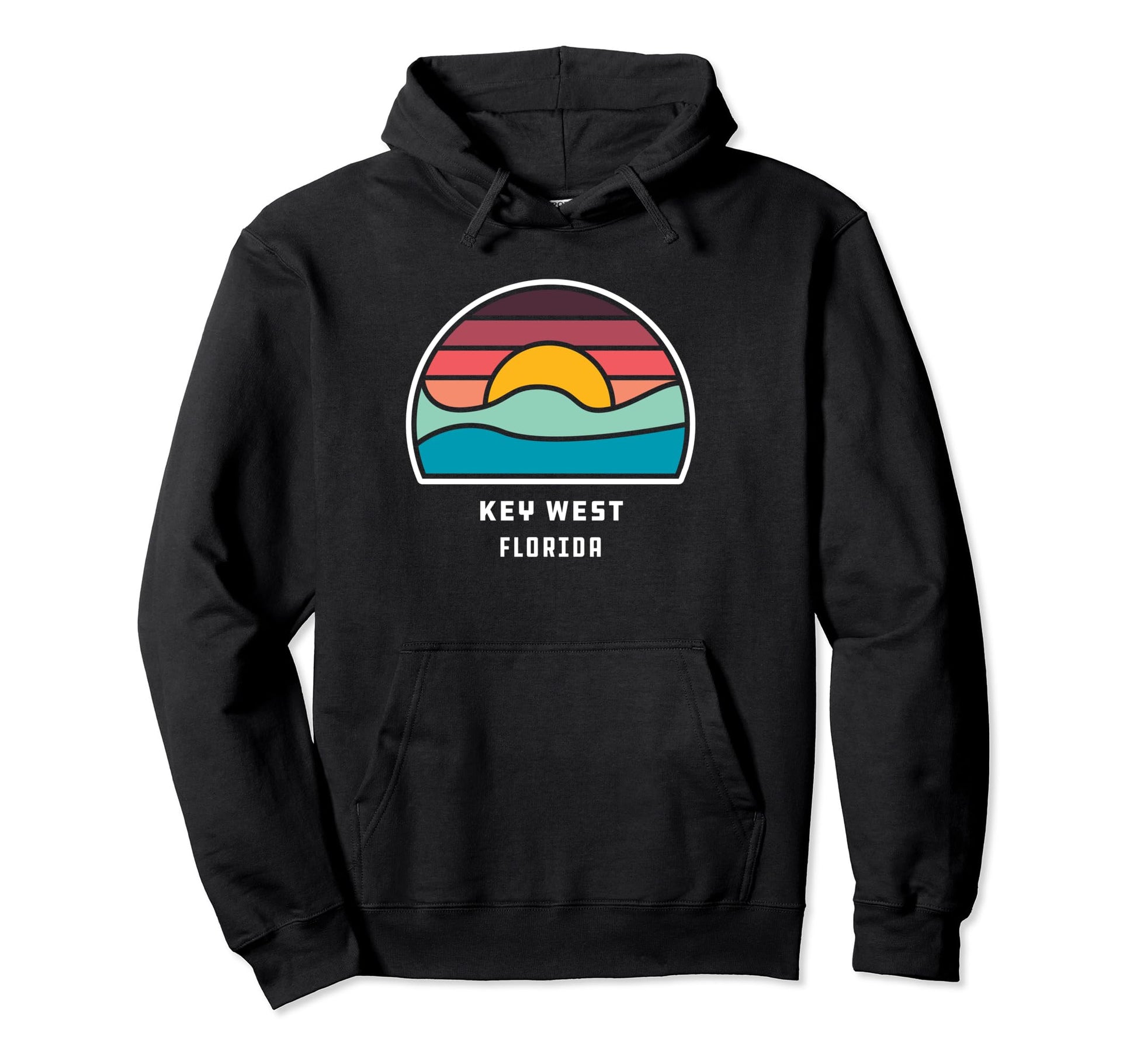 Key West Florida Minimalist Ocean Wave Hoodie - Aesthetic Graphic Unisex - T-Shirt, Sweatshirt, Hoodie