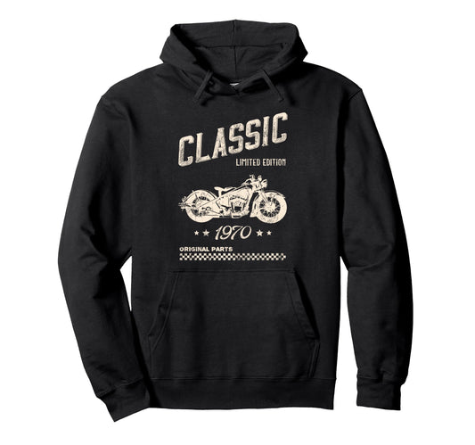 55Th Birthday Motorcycle Born 1970 Hoodie - Casual Everyday Wear Men Women - T-Shirt, Sweatshirt, Hoodie