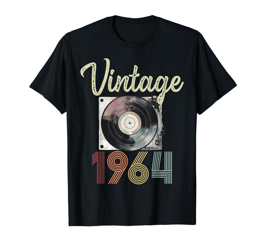 1964 Vinyl Record Player 60Th T-Shirt - Fun Novelty Design for Adults - T-Shirt, Sweatshirt, Hoodie