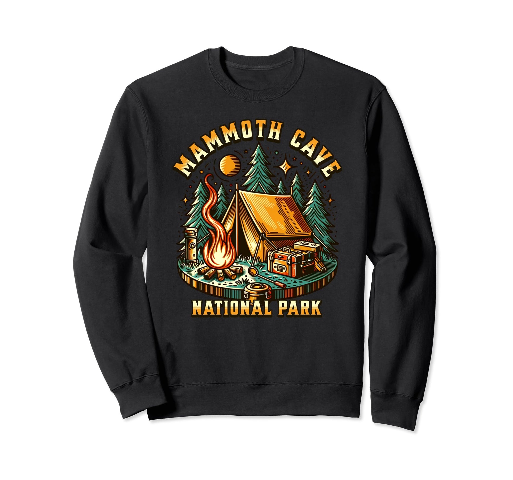 Camping Forest Campfire Mammoth Sweatshirt - Casual Everyday Wear Unisex - T-Shirt, Sweatshirt, Hoodie
