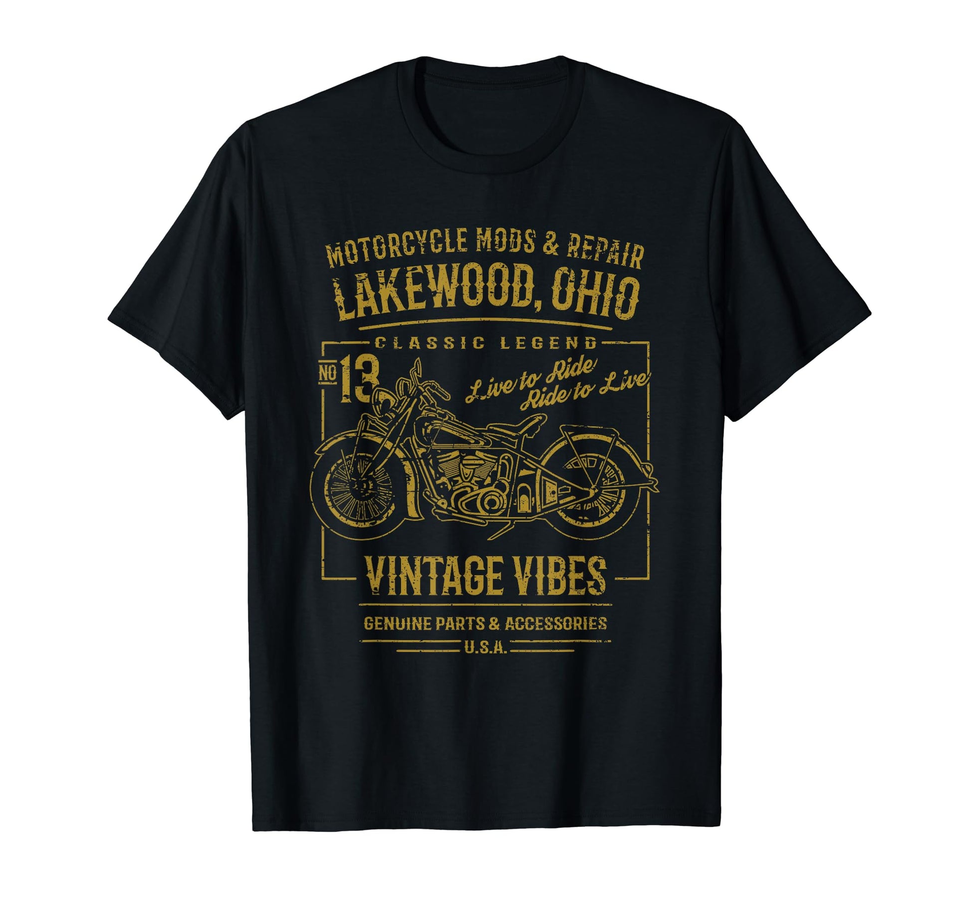 Lakewood Oh Usa Distressed Motorcycle T-Shirt - Novelty Apparel Unisex - T-Shirt, Sweatshirt, Hoodie