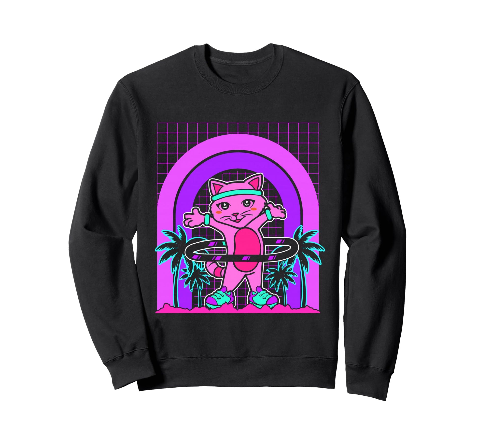 Aesthetic Vaporwave Outfits Cat Sweatshirt - Unique Graphic Men Women - T-Shirt, Sweatshirt, Hoodie
