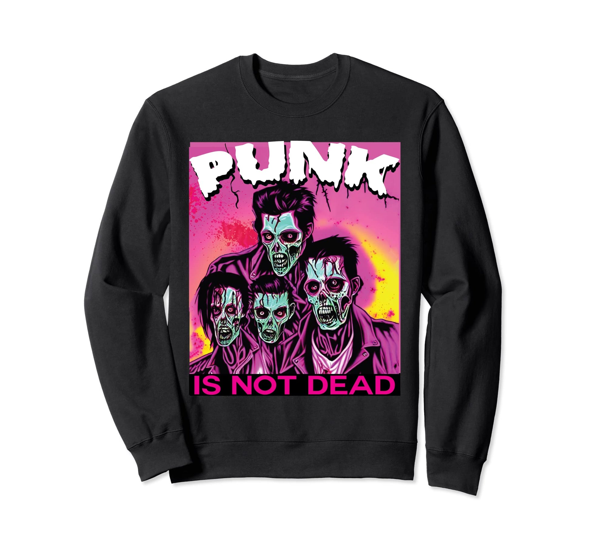 Punk Is Not Dead Synthwave Vaporwave Sweatshirt - Custom Art Print Unisex - T-Shirt, Sweatshirt, Hoodie