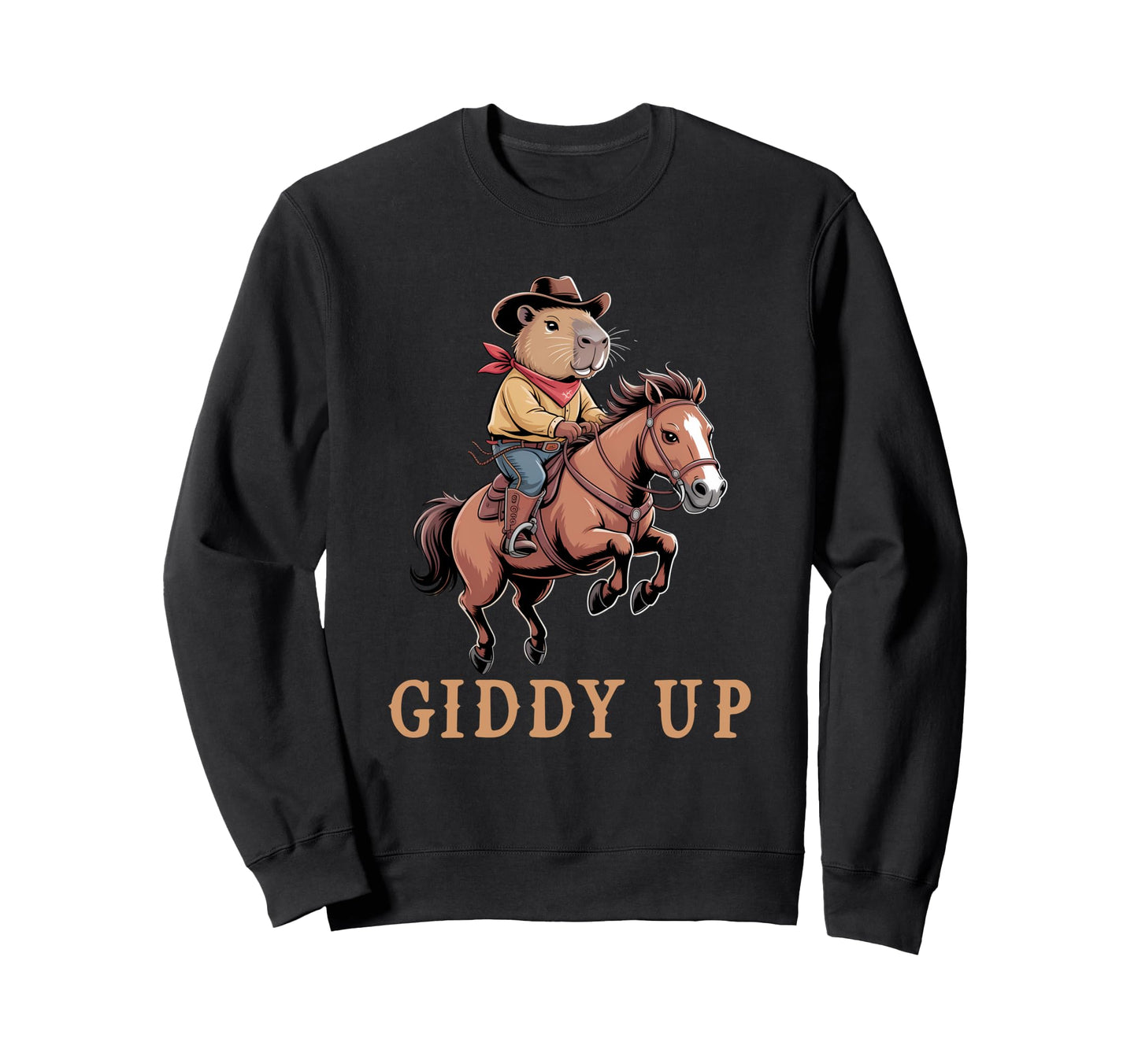 Funny Capybara Cowboy Riding Sweatshirt - Casual Everyday Wear for Adults - T-Shirt, Sweatshirt, Hoodie