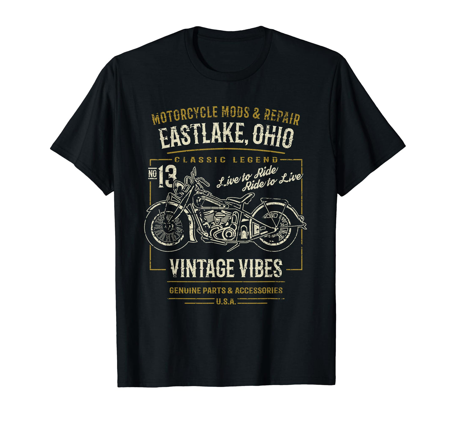 Eastlake Oh Usa Distressed Motorcycle T-Shirt - Minimalist Print Unisex - T-Shirt, Sweatshirt, Hoodie