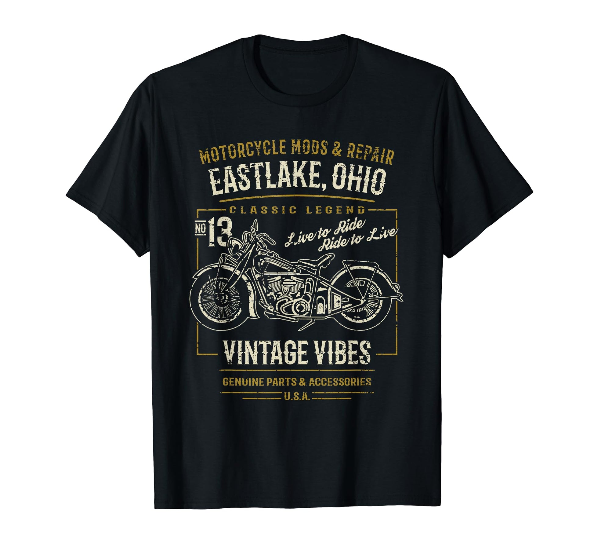 Eastlake Oh Usa Distressed Motorcycle T-Shirt - Minimalist Print Unisex - T-Shirt, Sweatshirt, Hoodie