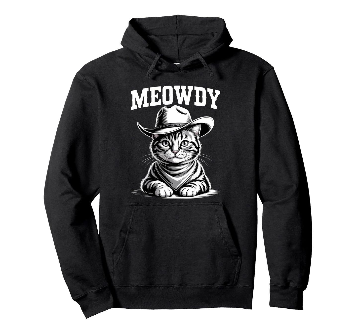 Meowdy Cat Funny Western Country Cowboy Hoodie - Trendy Graphic for Adults - T-Shirt, Sweatshirt, Hoodie