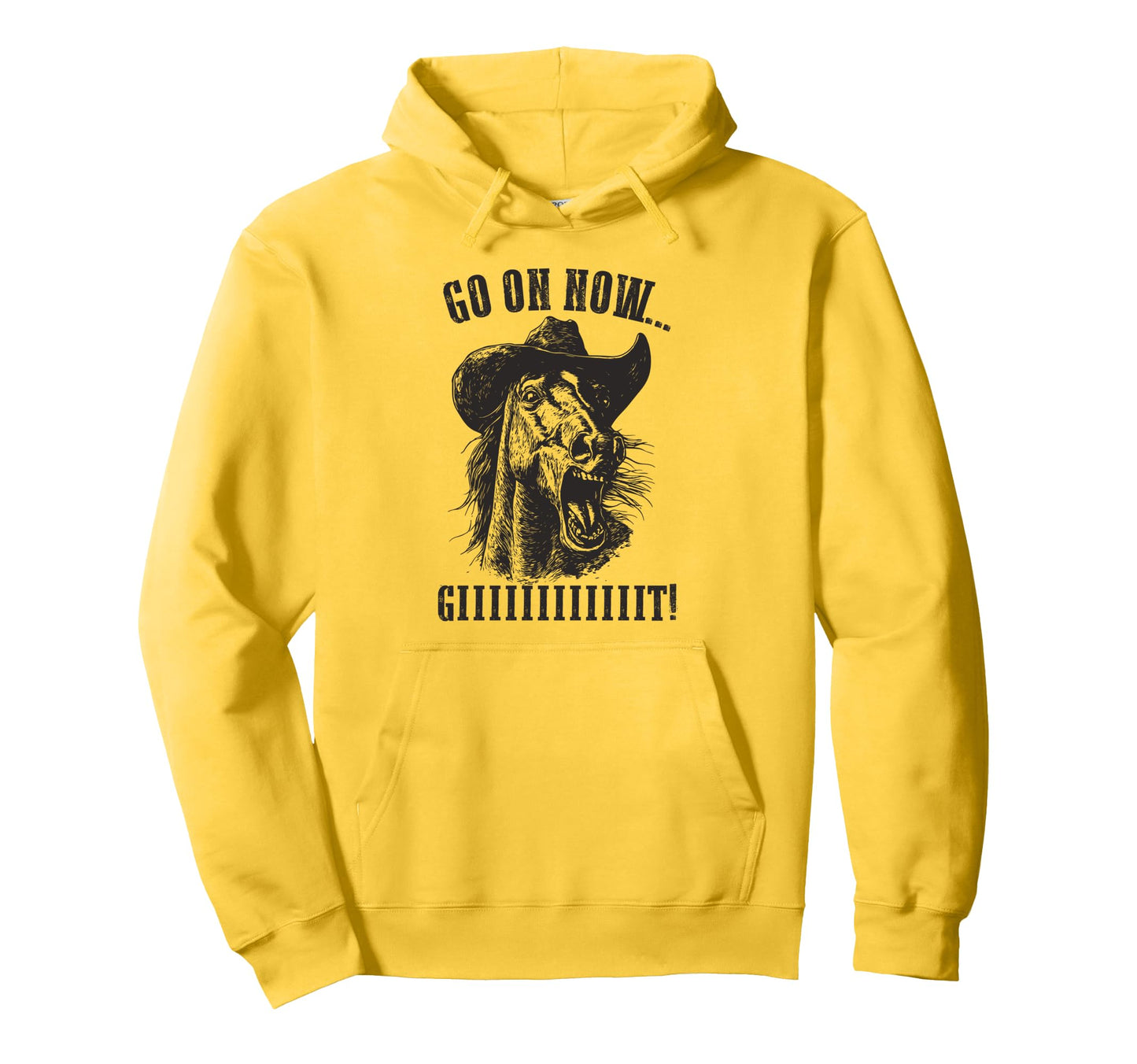 Cowboy Horse Go Now Git Western Horse Hoodie - Minimalist Print Unisex - T-Shirt, Sweatshirt, Hoodie