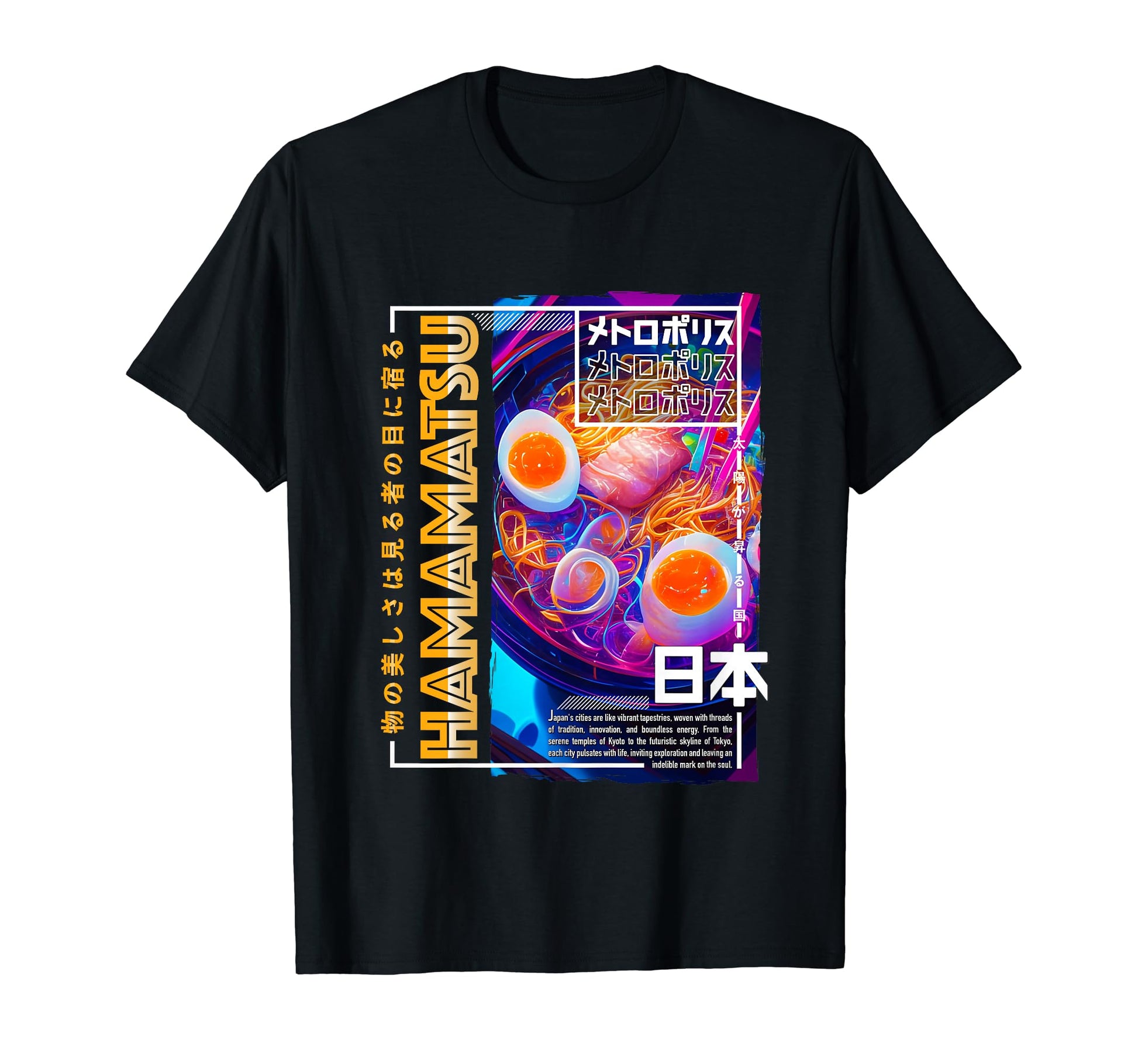 Hamamatsu City 80S Synthwave Ramen T-Shirt - Streetwear Style for Adults - T-Shirt, Sweatshirt, Hoodie