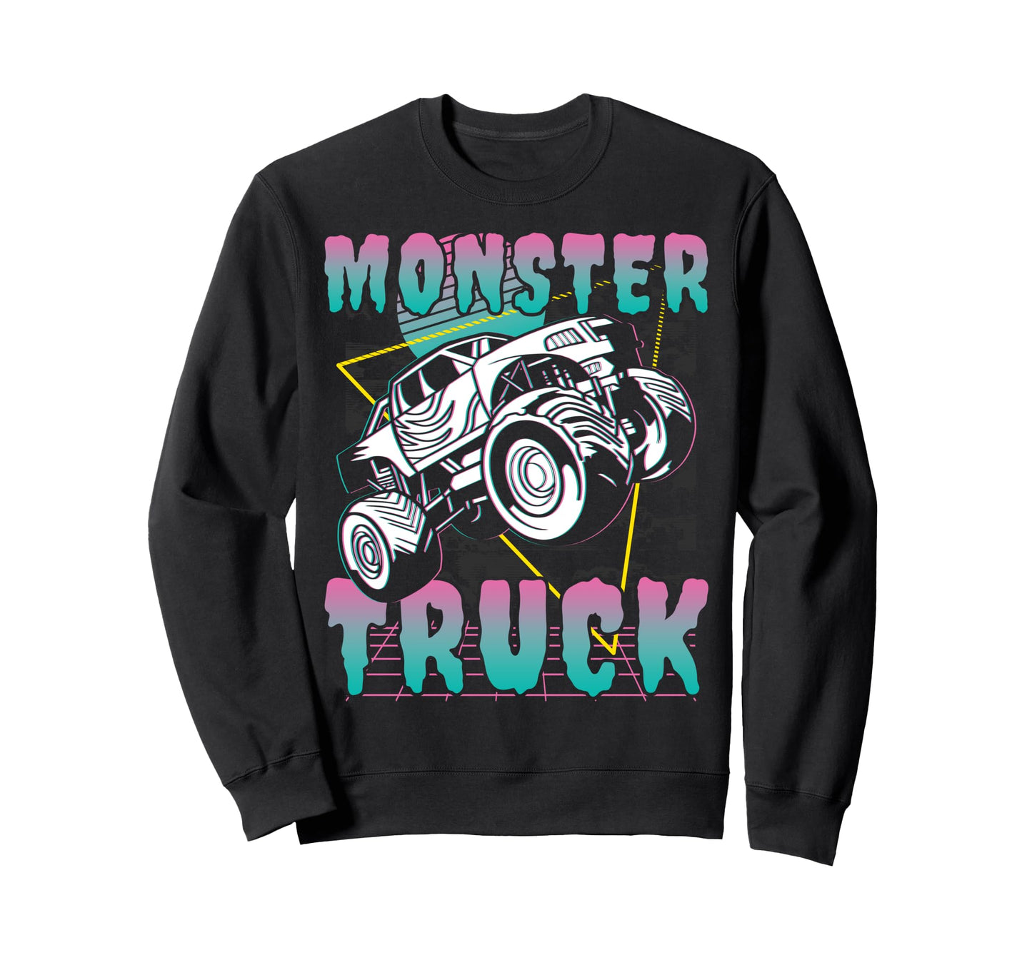 Vaporwave Aesthetic Monster Truck Sweatshirt - Trendy Graphic Men Women - T-Shirt, Sweatshirt, Hoodie