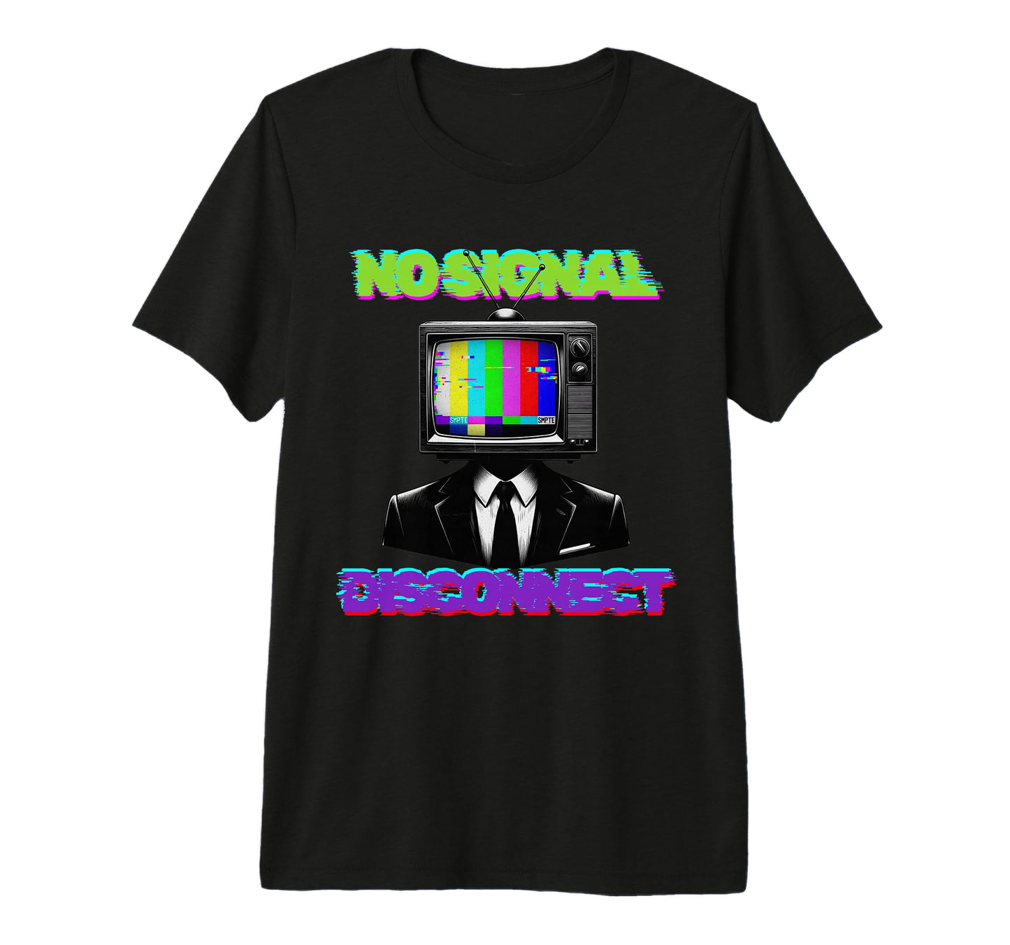 Tv Head Glitch Color Bars Surreal T-Shirt - Minimalist Print Men Women - T-Shirt, Sweatshirt, Hoodie