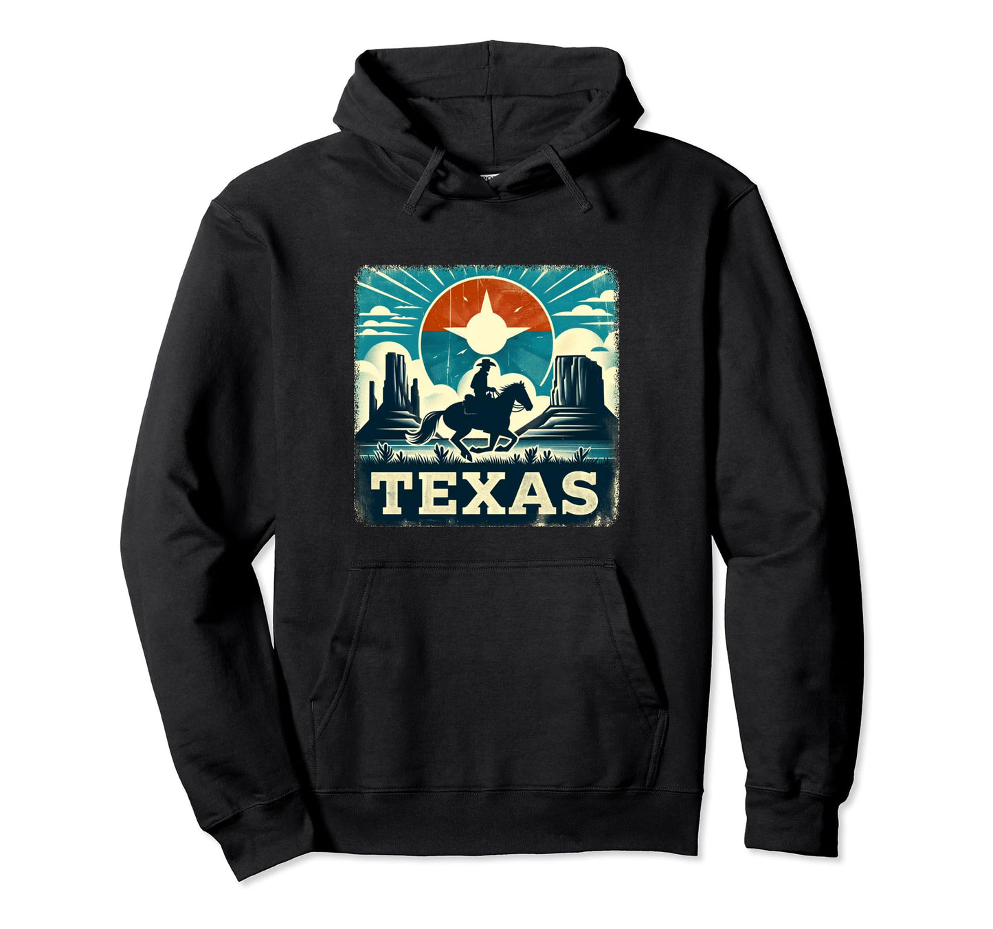 Texas Cowboy Rustic Hoodie - Novelty Apparel for Adults - T-Shirt, Sweatshirt, Hoodie