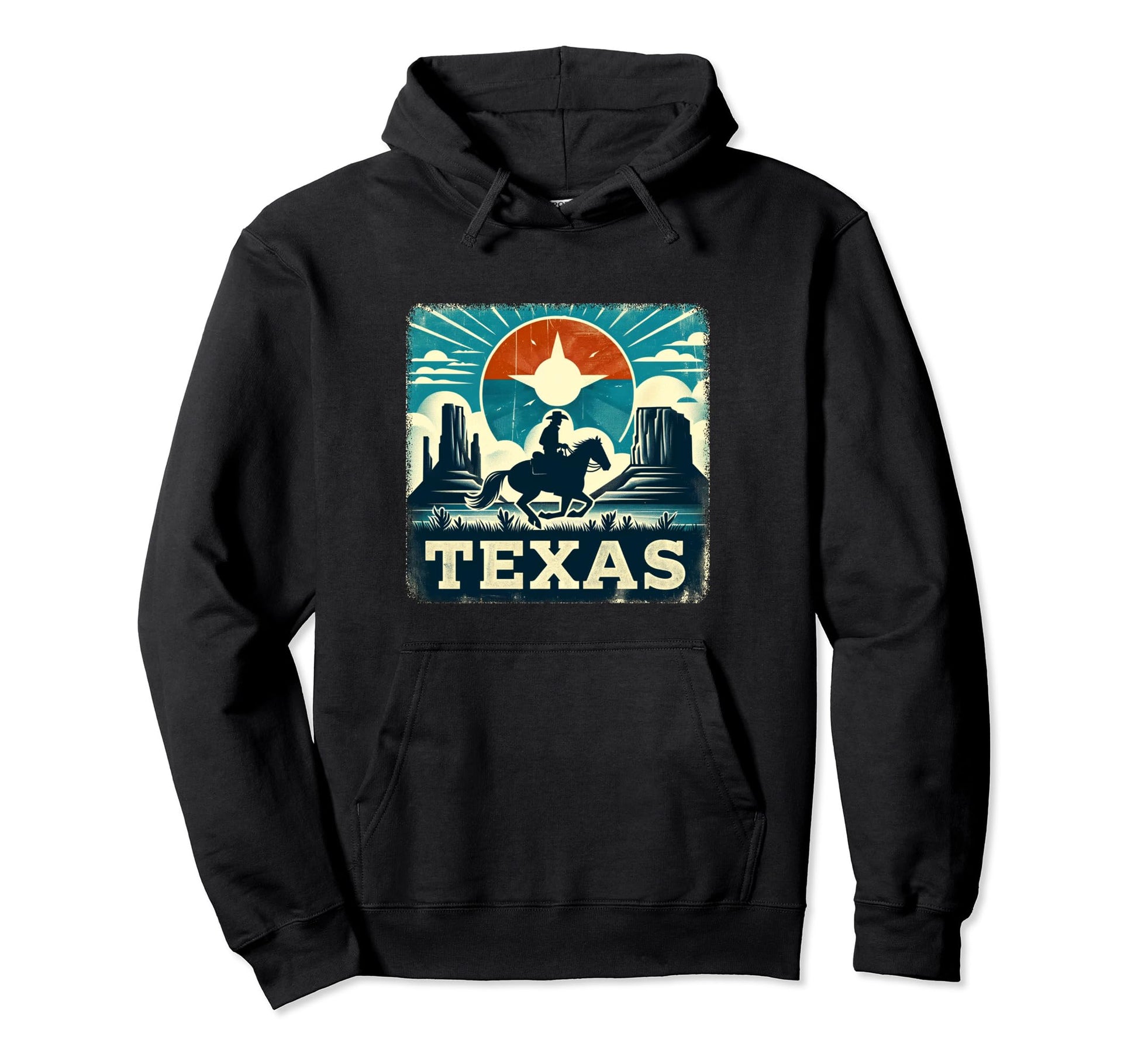 Texas Cowboy Rustic Hoodie - Novelty Apparel for Adults - T-Shirt, Sweatshirt, Hoodie