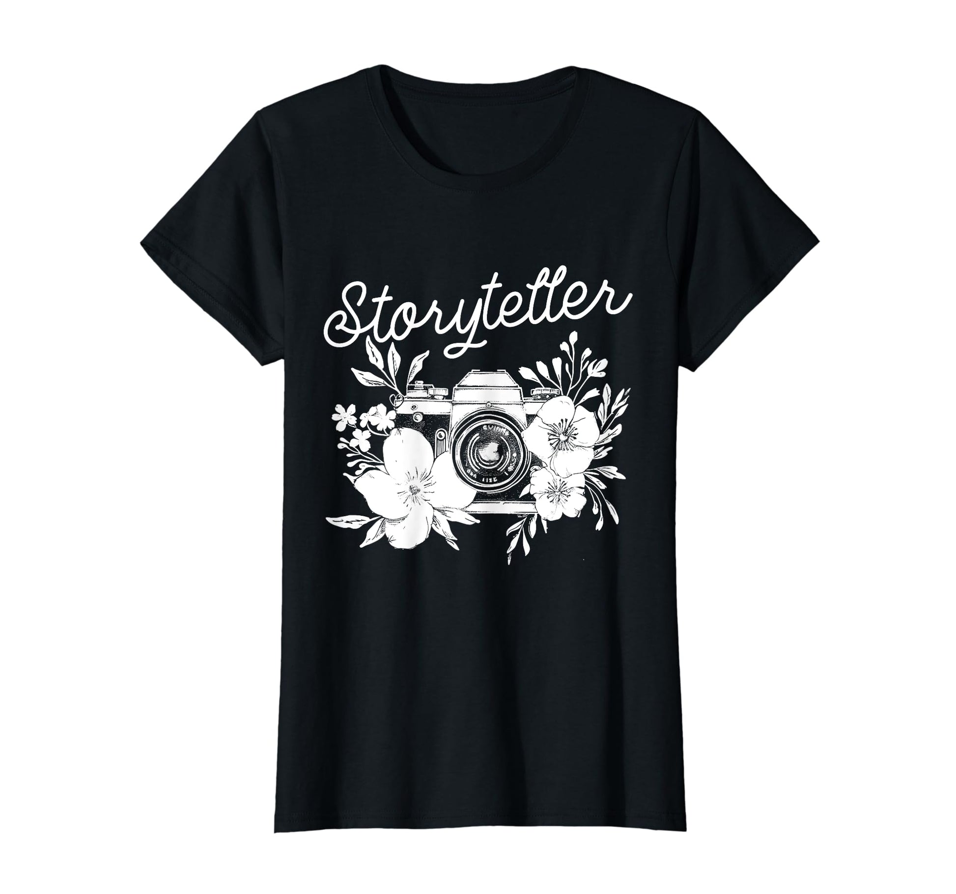 Photographer Storyteller Camera Flowers T-Shirt - Trendy Graphic Unisex - T-Shirt, Sweatshirt, Hoodie