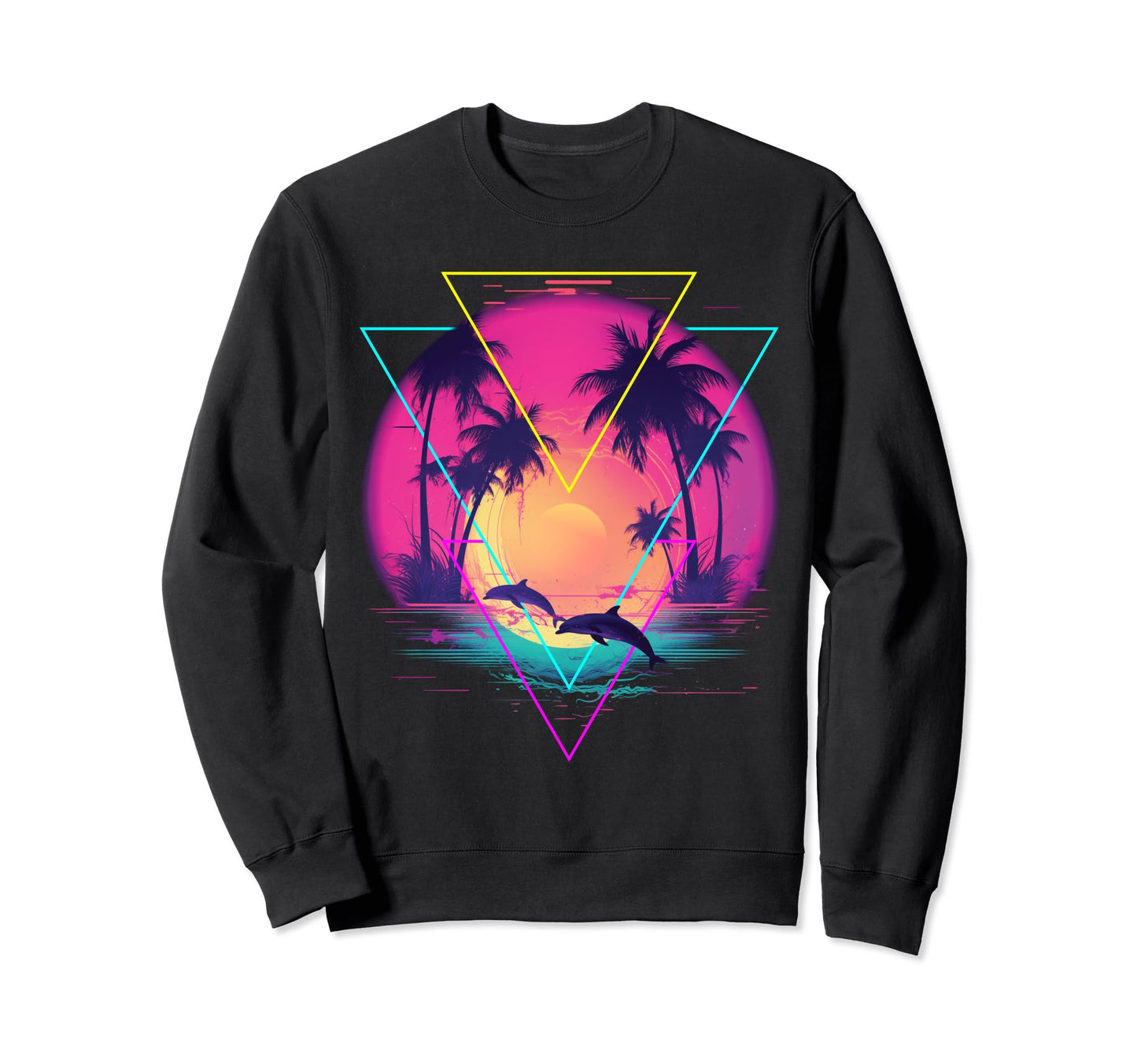Dolphin Vaporwave Aesthetic Ocean Sweatshirt - Novelty Apparel for Adults - T-Shirt, Sweatshirt, Hoodie