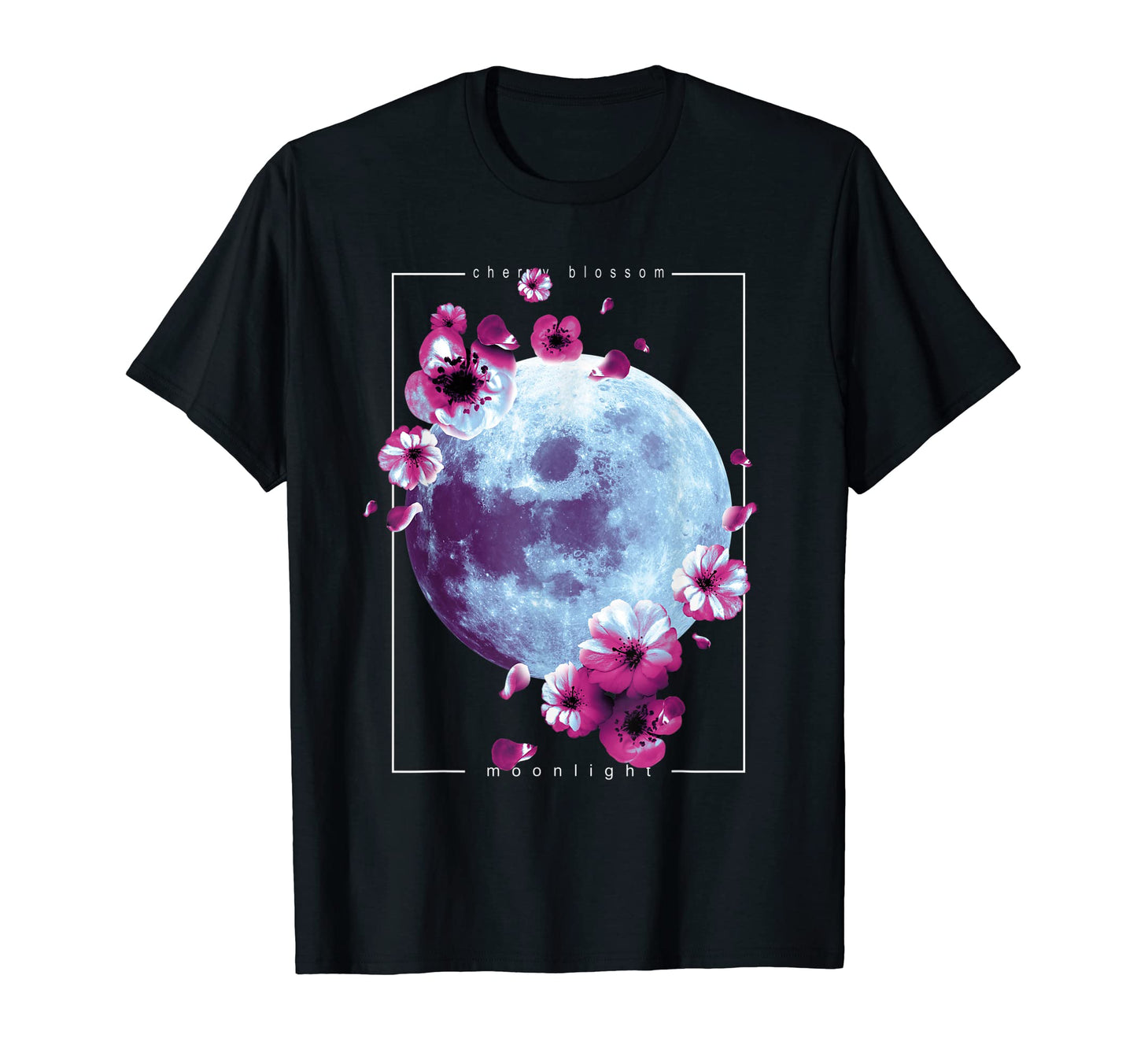 Moonlight Cherry Blossom Aesthetic T-Shirt - Fun Novelty Design for Adults - T-Shirt, Sweatshirt, Hoodie