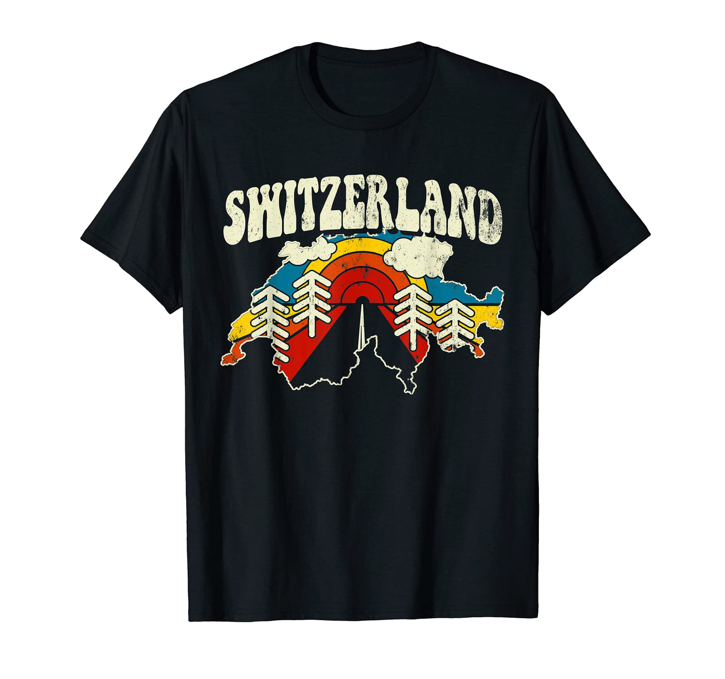 Switzerland Swiss Country Rainbow T-Shirt - Custom Art Print Men Women - T-Shirt, Sweatshirt, Hoodie