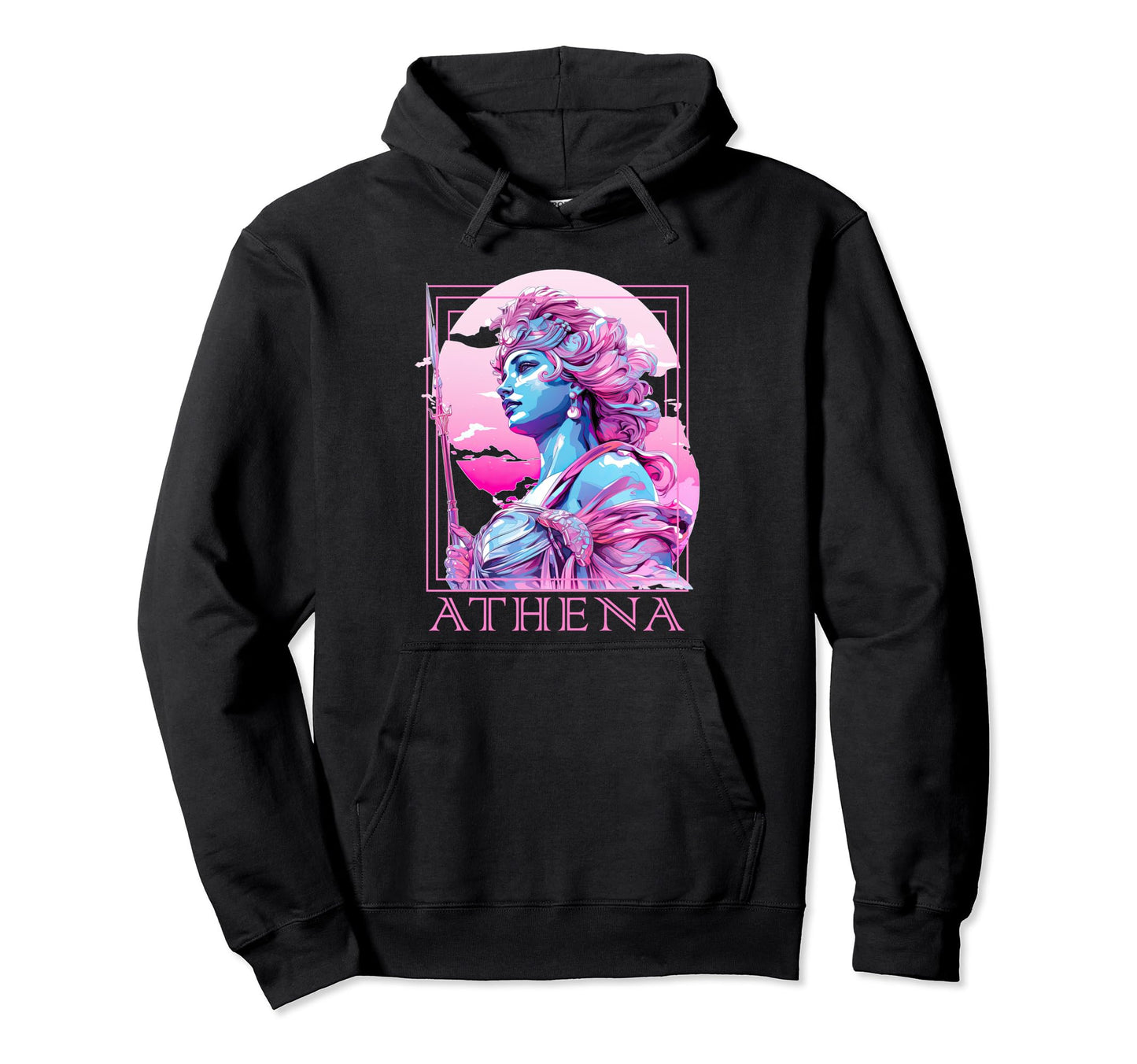 Athena Greek Goddess Statue Vaporwave Hoodie - Unique Graphic for Adults - T-Shirt, Sweatshirt, Hoodie