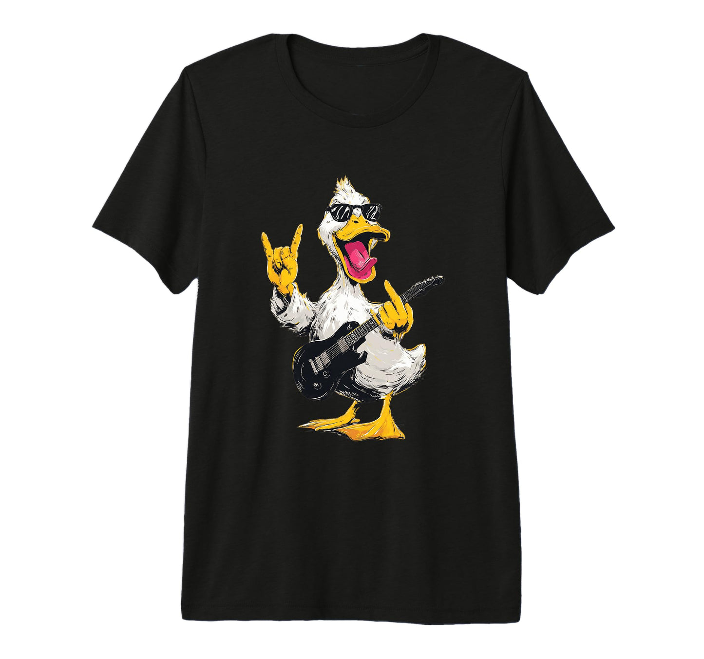 Funny Rock Duck Guitar Player Cartoon T-Shirt - Novelty Apparel Men Women - T-Shirt, Sweatshirt, Hoodie