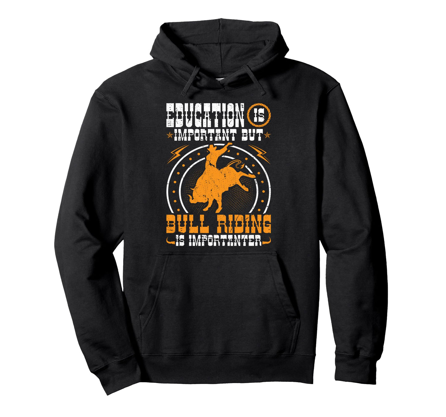 Bull Riding Education Is Important Hoodie - Minimalist Print for Adults - T-Shirt, Sweatshirt, Hoodie
