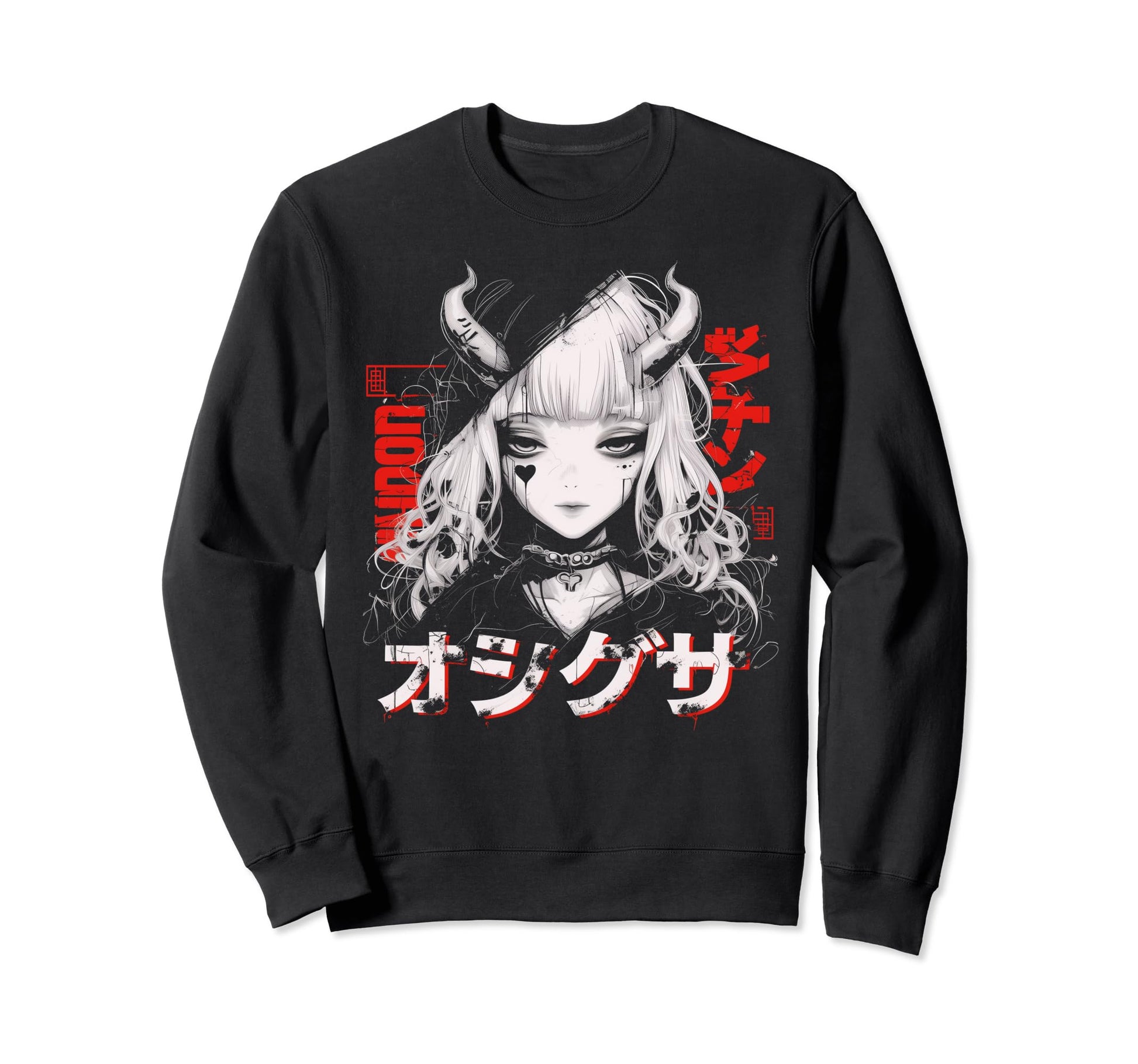 Anime Goth Grunge Demon Waifu Sweatshirt - Casual Everyday Wear Men Women - T-Shirt, Sweatshirt, Hoodie