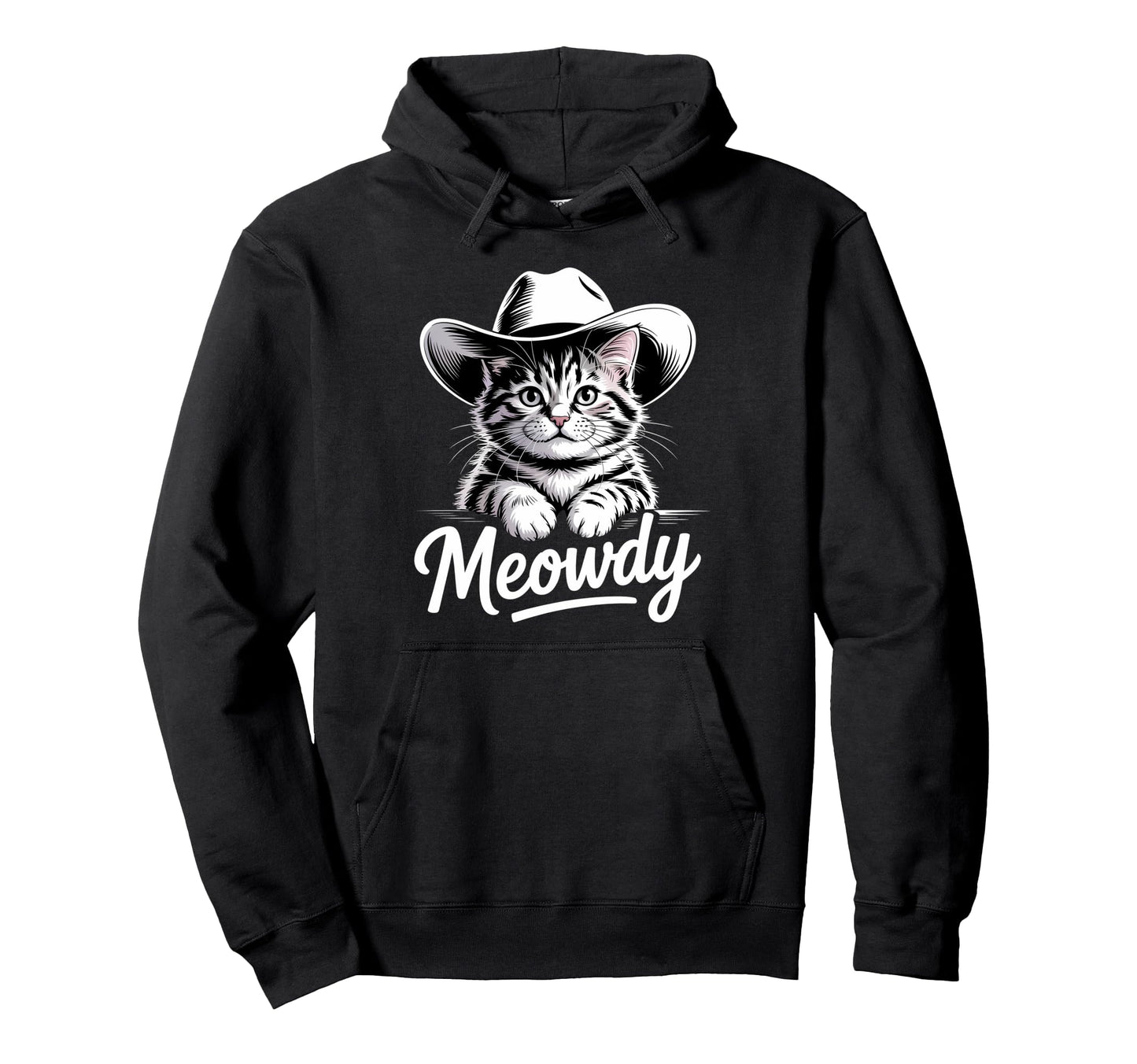 Meowdy Cat Funny Western Country Hoodie - Custom Art Print for Adults - T-Shirt, Sweatshirt, Hoodie