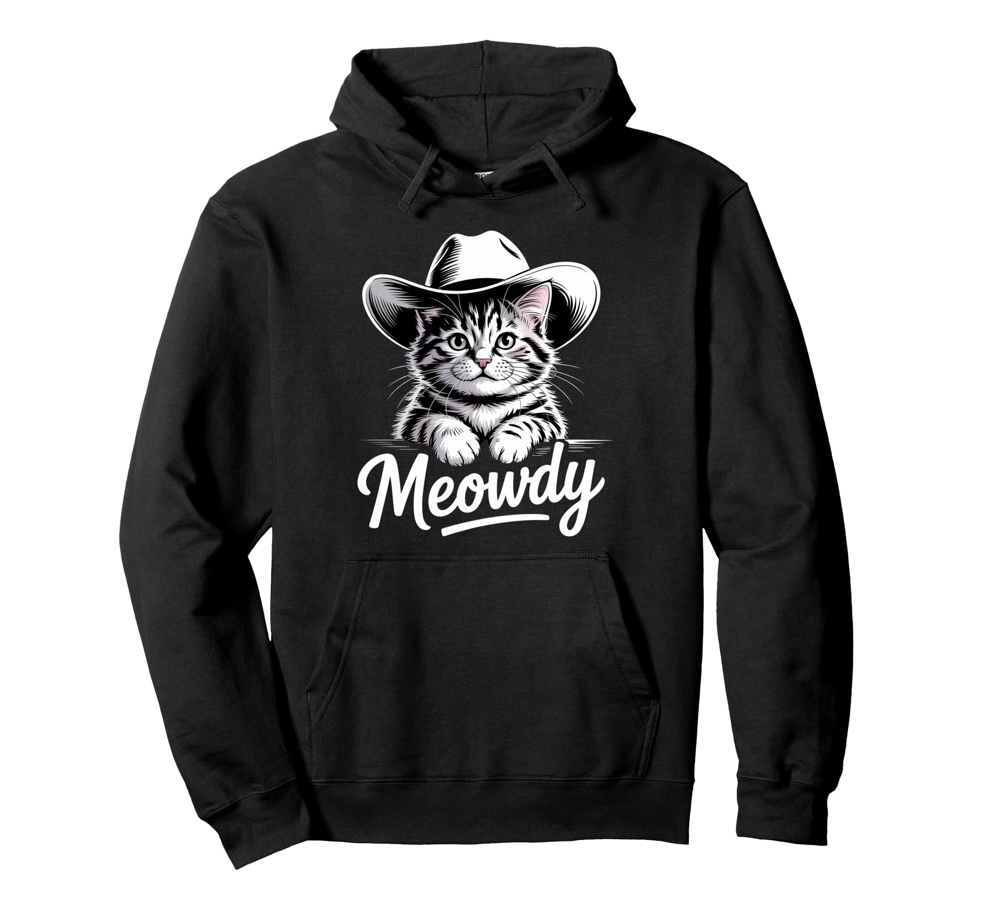Meowdy Cat Funny Western Country Hoodie - Custom Art Print for Adults - T-Shirt, Sweatshirt, Hoodie