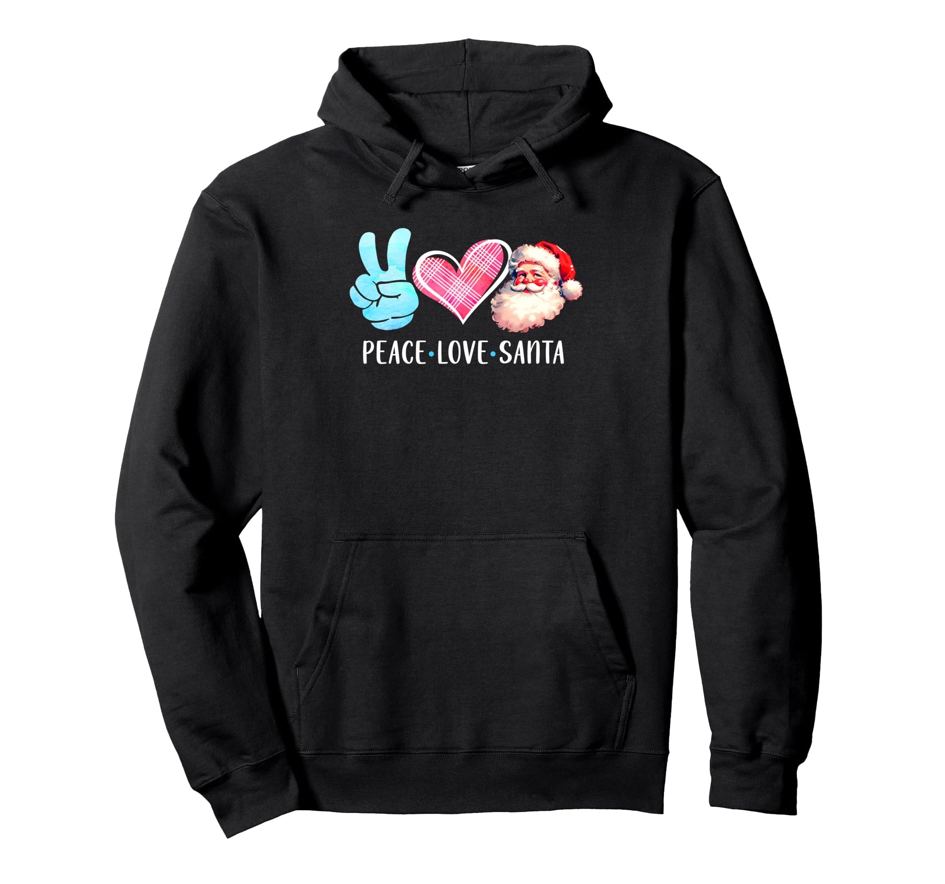 Merry Santa Lover Vibes Peace Love Santa Hoodie - Graphic Print for Adults - T-Shirt, Sweatshirt, Hoodie