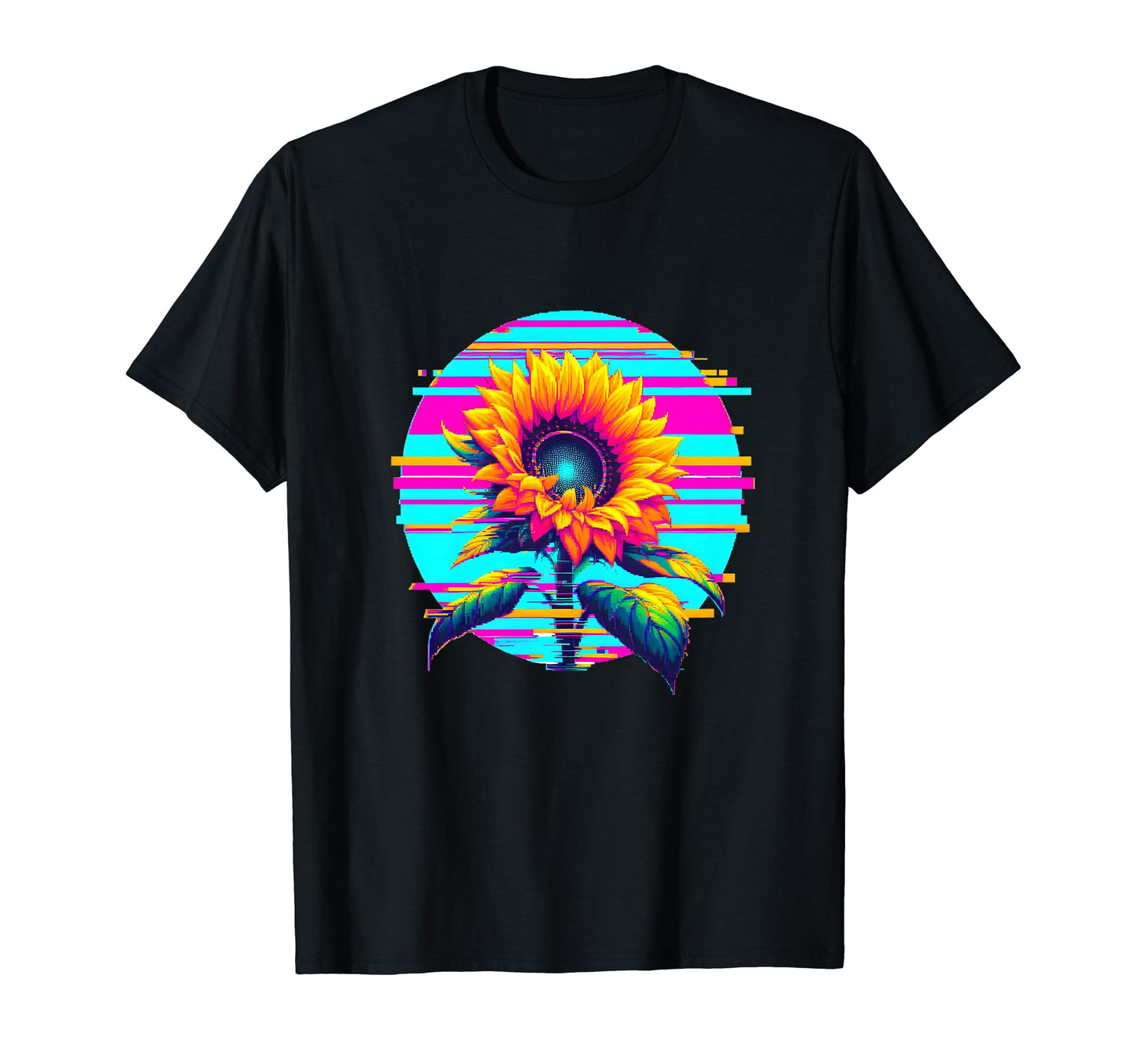 Sunflower Glitch Art Vaporwave Aesthetic T-Shirt - Graphic Print Unisex - T-Shirt, Sweatshirt, Hoodie