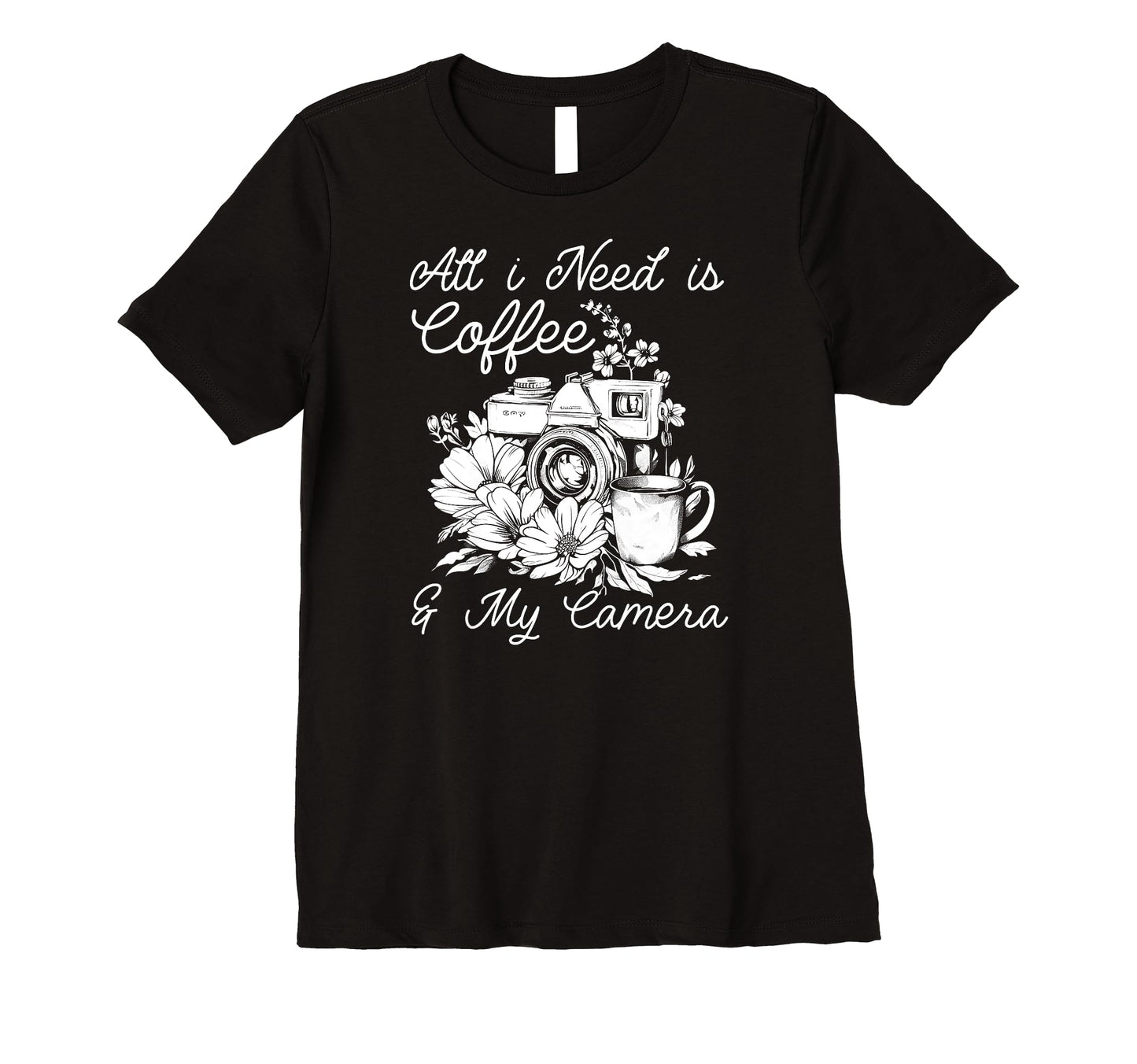 Womens Photographer Coffee Camera T-Shirt - Graphic Print Men Women - T-Shirt, Sweatshirt, Hoodie