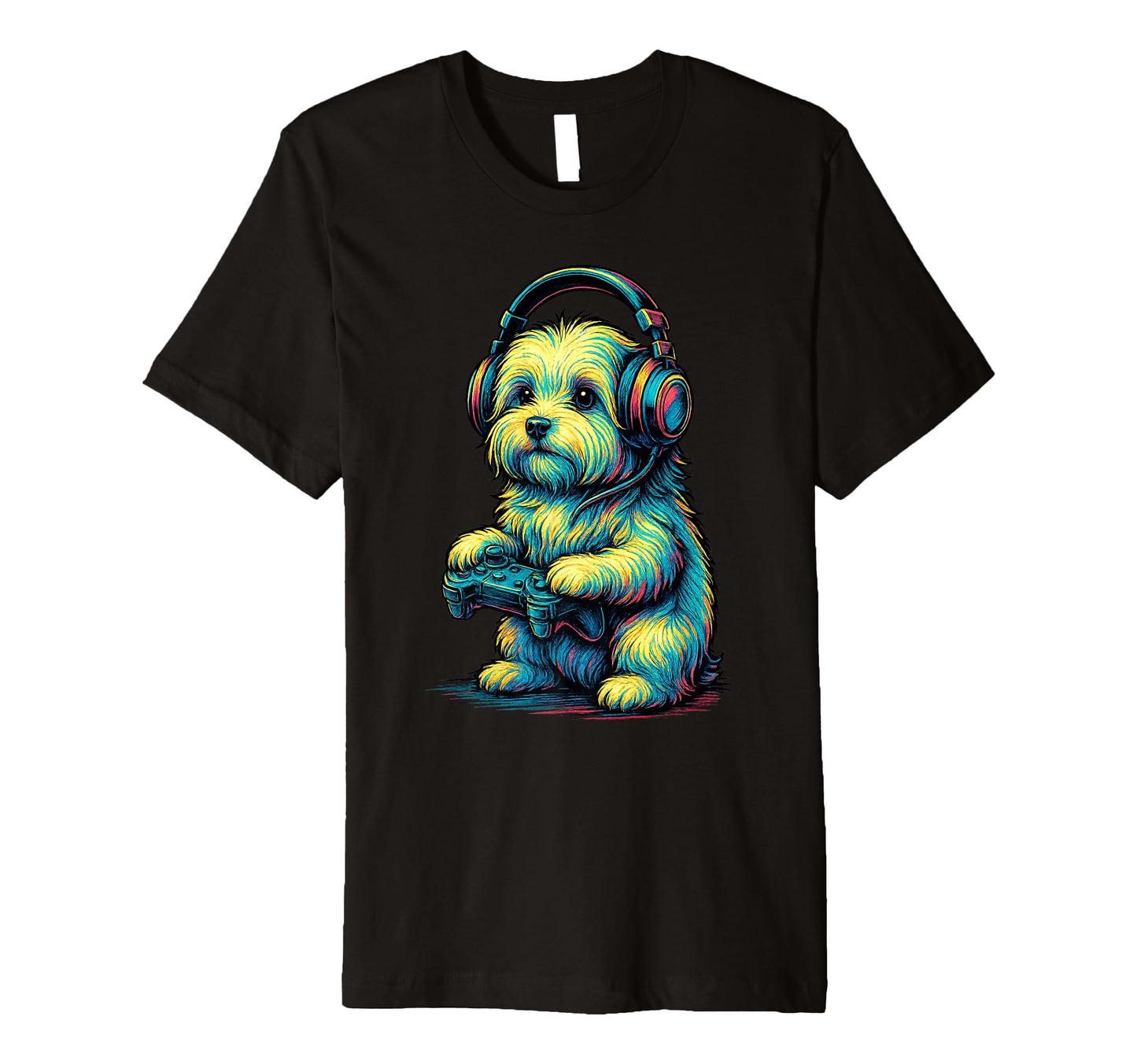 Maltese Dog Gamer Gaming Dog Lover T-Shirt - Casual Everyday Wear Men Women - T-Shirt, Sweatshirt, Hoodie