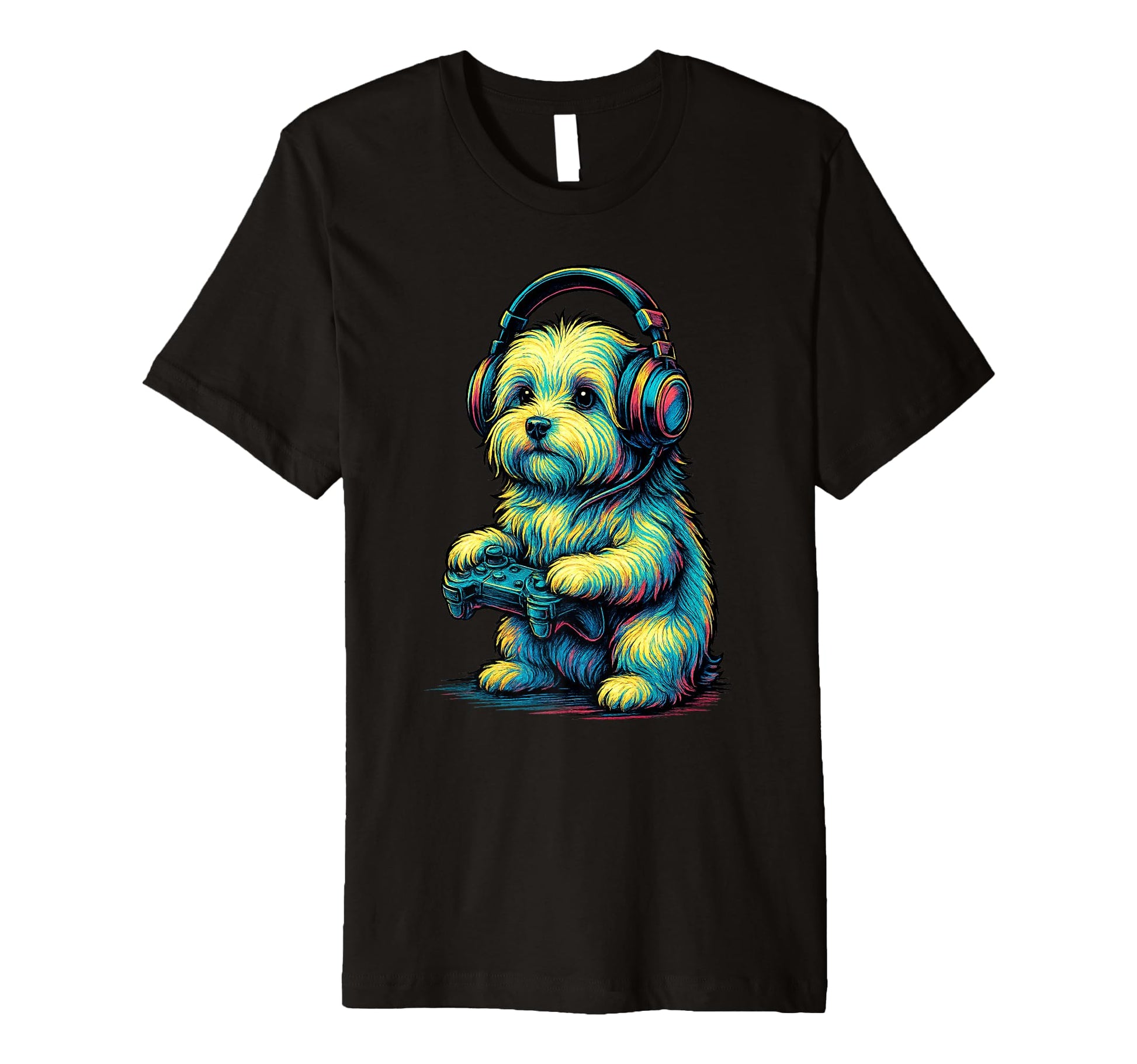 Maltese Dog Gamer Gaming Dog Lover T-Shirt - Casual Everyday Wear Men Women - T-Shirt, Sweatshirt, Hoodie