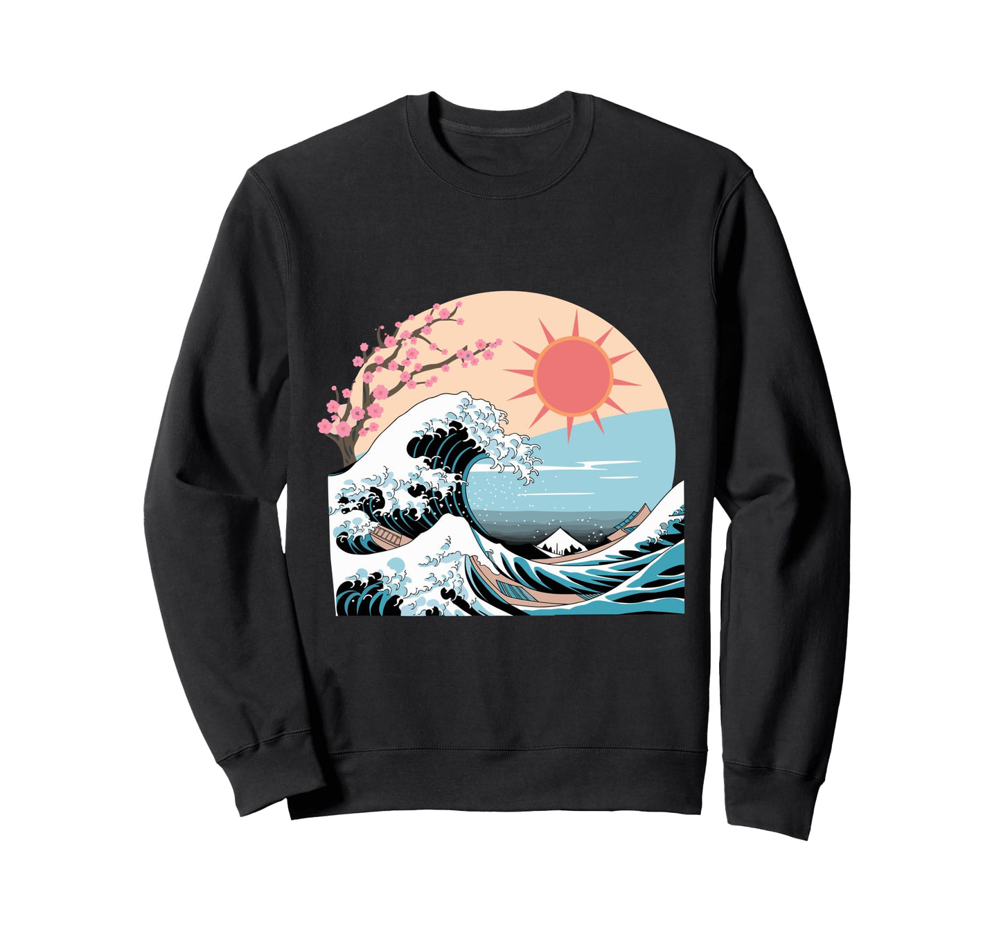 Big Wave Vaporwave Aesthetic 80S Anime Sweatshirt - Novelty Apparel Unisex - T-Shirt, Sweatshirt, Hoodie