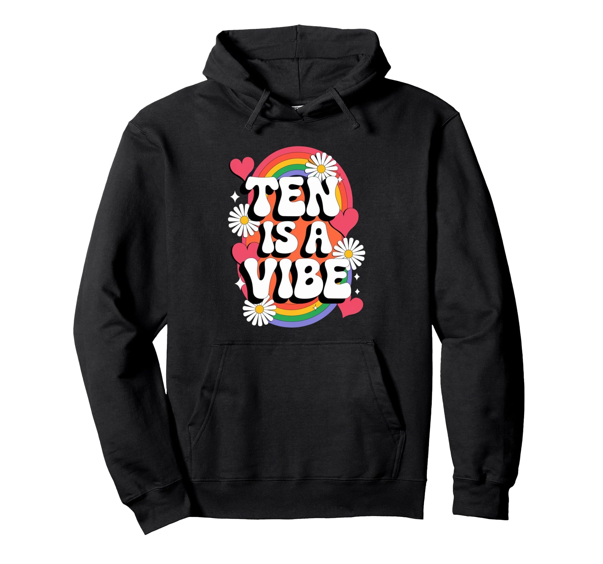 Ten Is Vibe 10Th Birthday 10 Year Old Hoodie - Graphic Print Unisex - T-Shirt, Sweatshirt, Hoodie