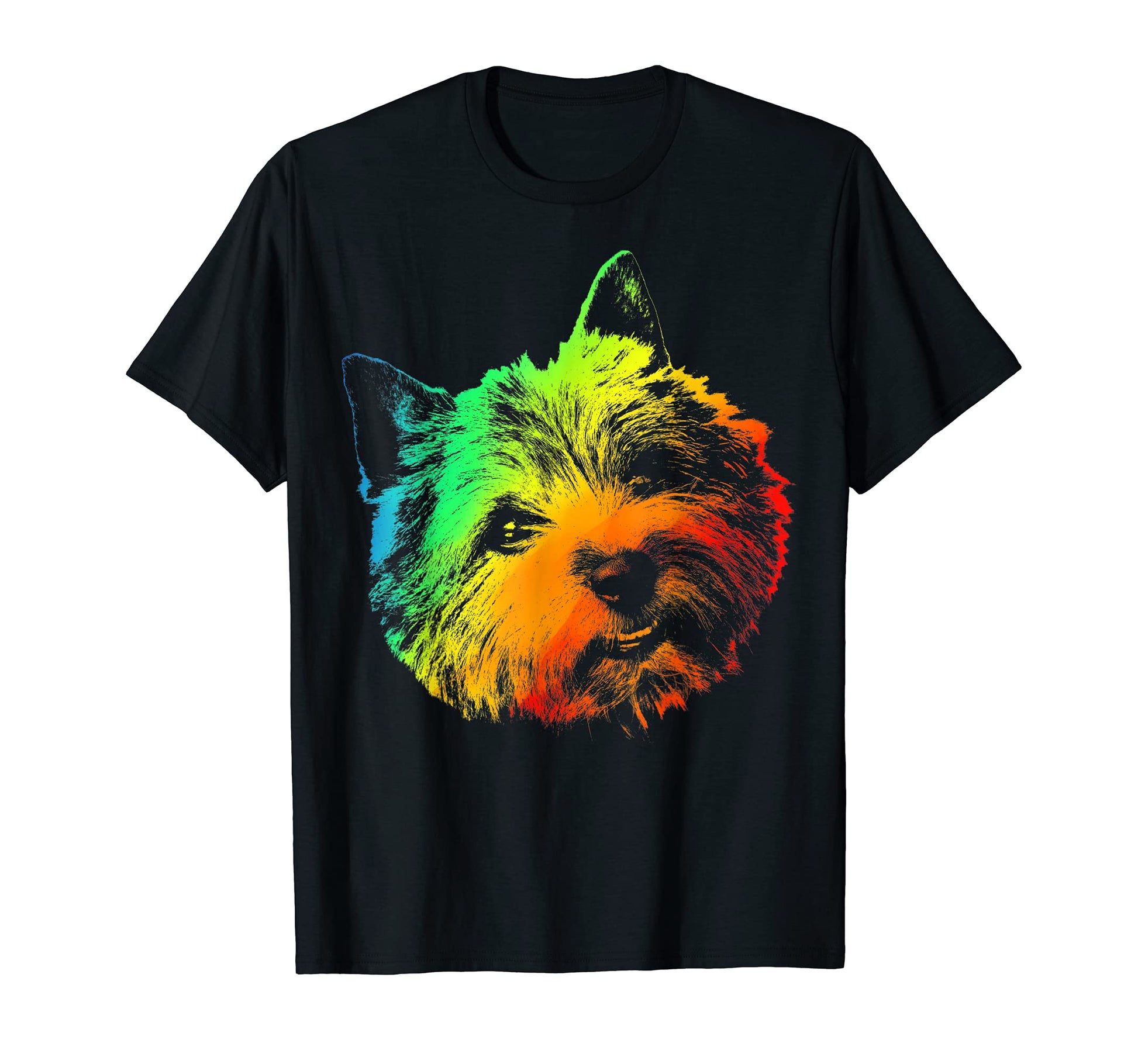 Norwich Terrier Colorful Rainbow T-Shirt - Fun Novelty Design for Adults - T-Shirt, Sweatshirt, Hoodie