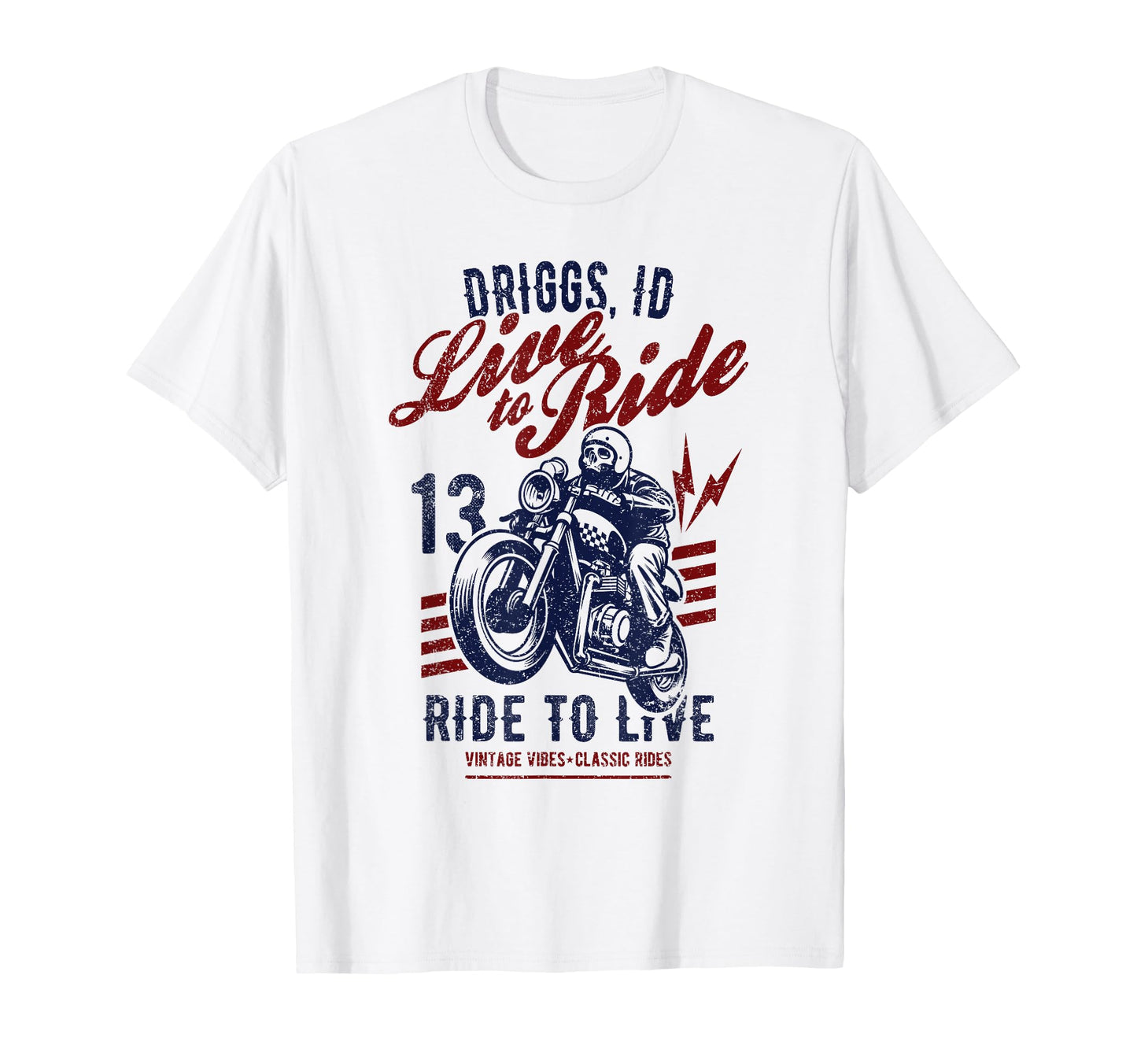 Driggs Idaho Motorcycle Skull Rider T-Shirt - Graphic Print Unisex - T-Shirt, Sweatshirt, Hoodie