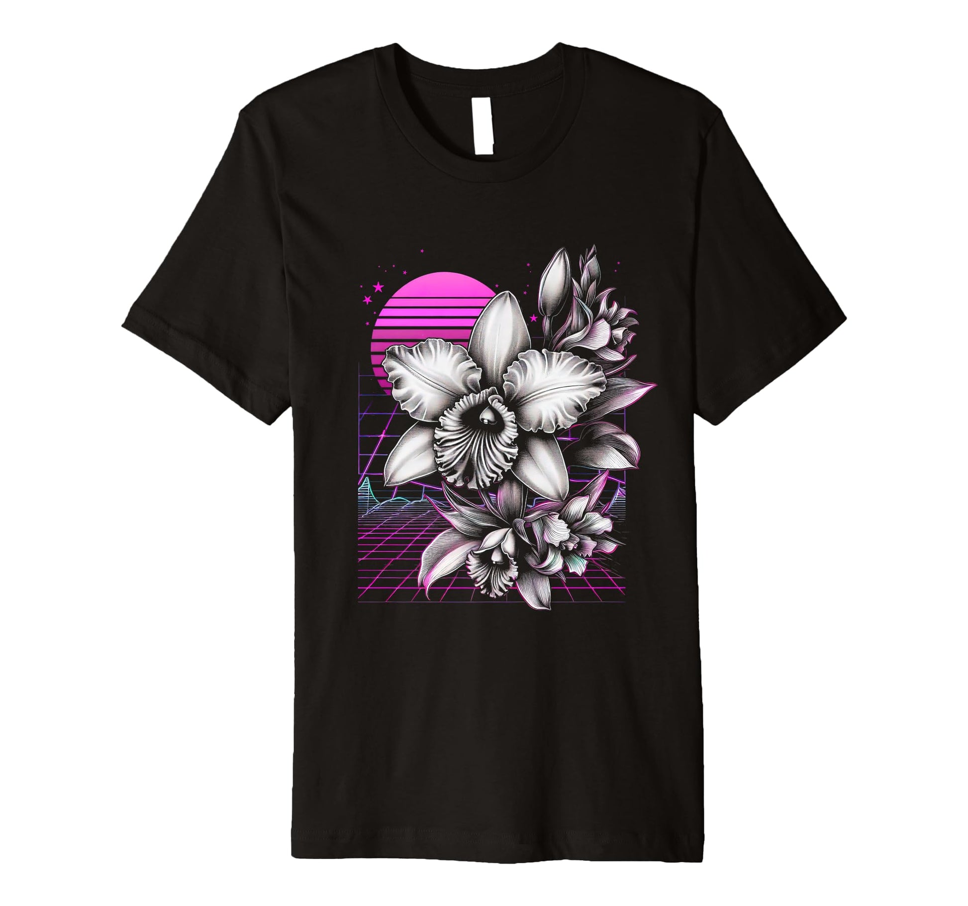 Cattleya Orchid Vaporwave Aesthetic 80S T-Shirt - Graphic Print for Adults - T-Shirt, Sweatshirt, Hoodie