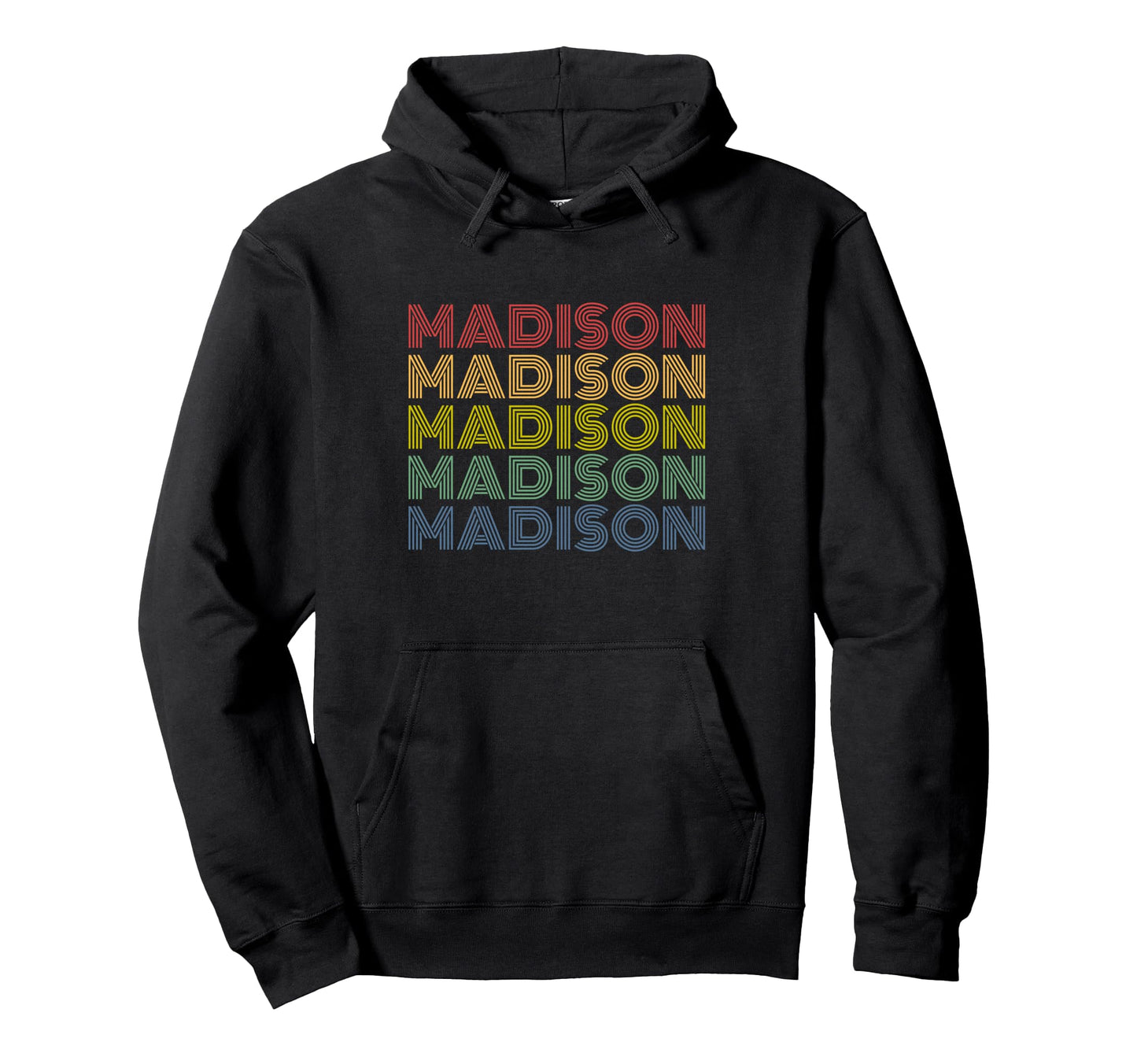 Madison Name Rainbow Lined Lettering Hoodie - Streetwear Style Unisex - T-Shirt, Sweatshirt, Hoodie