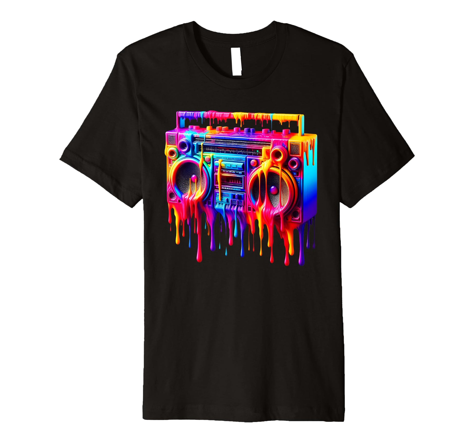 Dripping Paint Boombox Old School 80S T-Shirt - Novelty Apparel Unisex - T-Shirt, Sweatshirt, Hoodie