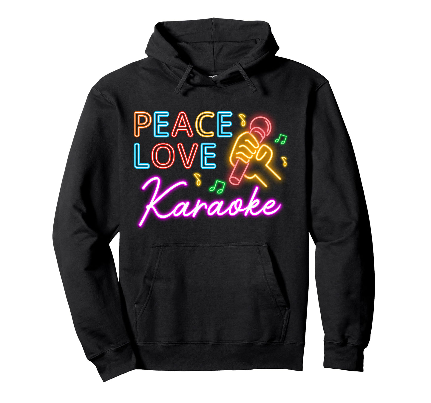 Karaoke Singer 80S Peace Love Karaoke Hoodie - Aesthetic Graphic for Adults - T-Shirt, Sweatshirt, Hoodie