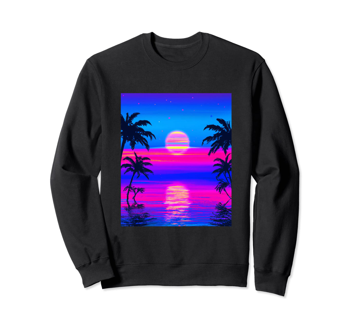 Vaporwave Sunset Synthwave Sun Sweatshirt - Casual Everyday Wear Unisex - T-Shirt, Sweatshirt, Hoodie