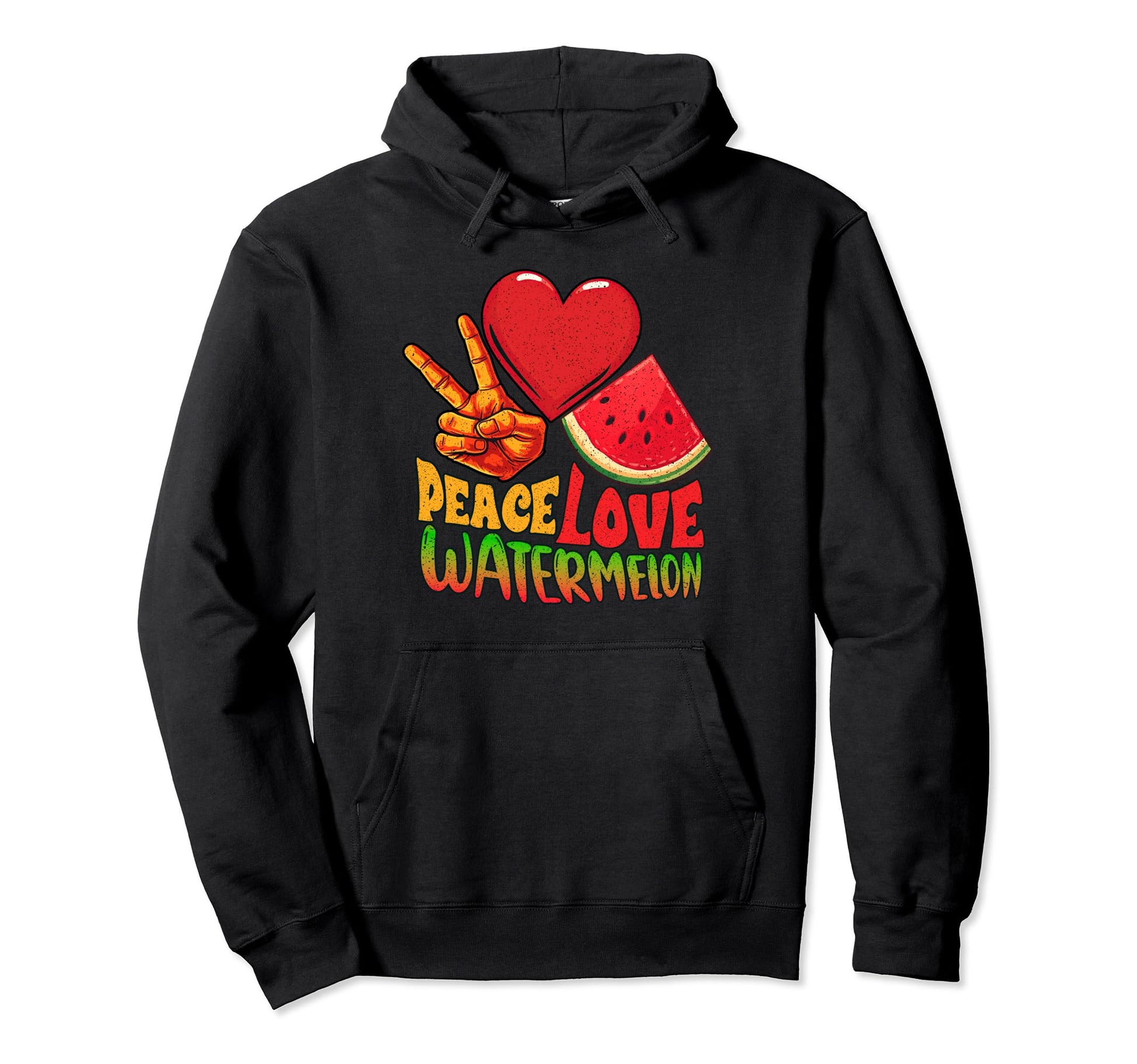 Funny Peace Love Watermelon Summer Fruit Hoodie - Graphic Print for Adults - T-Shirt, Sweatshirt, Hoodie