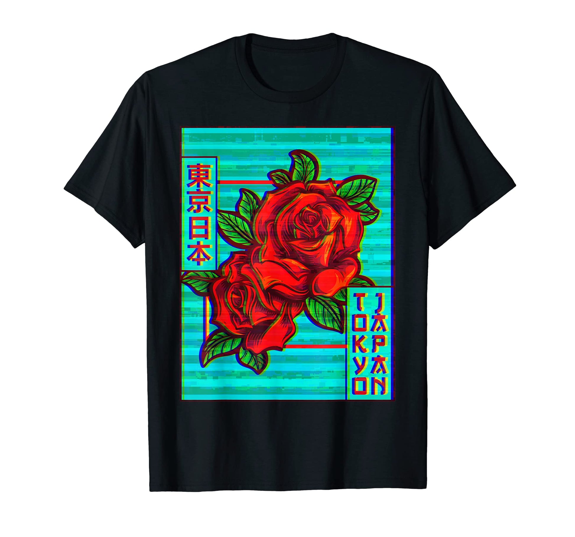 Roses Tokyo Japan Vaporwave T-Shirt - Aesthetic Graphic for Adults - T-Shirt, Sweatshirt, Hoodie