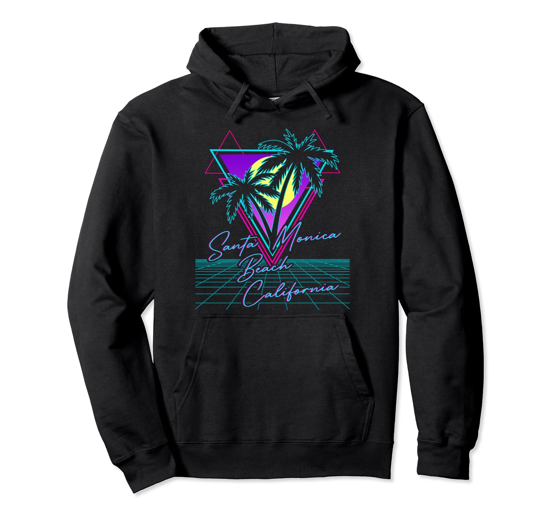 Santa Monica Beach California 80S Hoodie - Streetwear Style for Adults - T-Shirt, Sweatshirt, Hoodie
