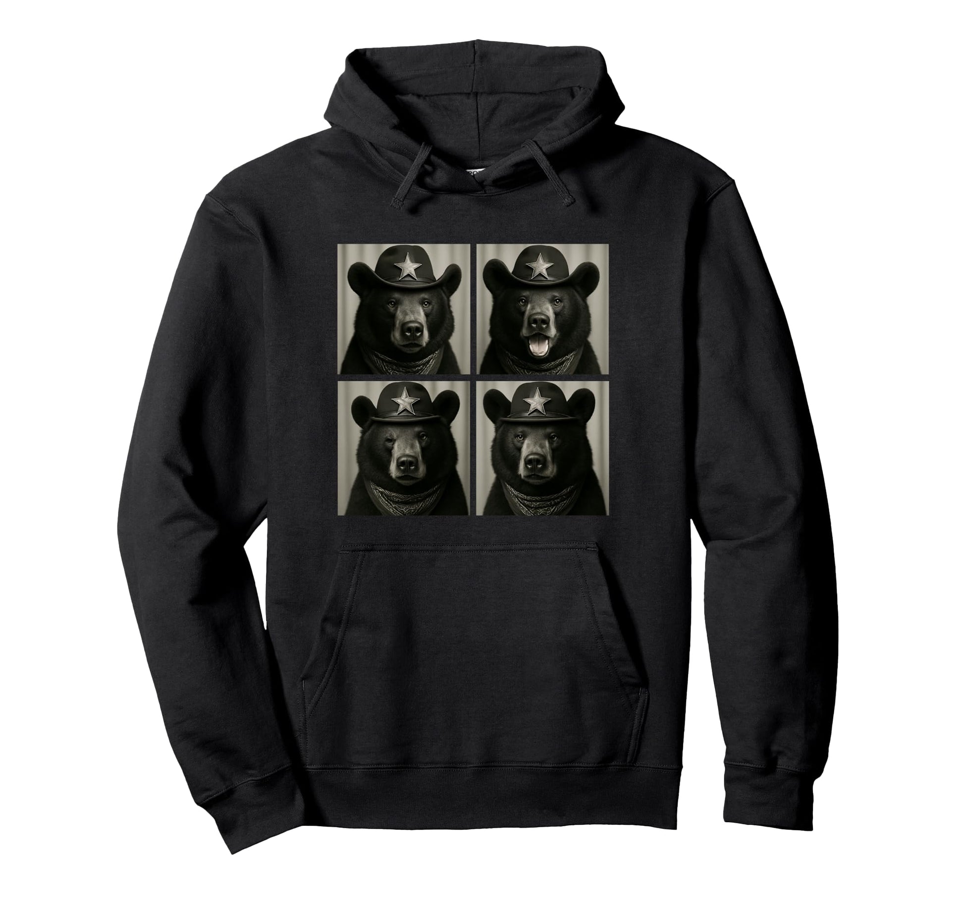 Funny Bears Cowboys Western Animal Wild West Hoodie - Trendy Graphic Unisex - T-Shirt, Sweatshirt, Hoodie