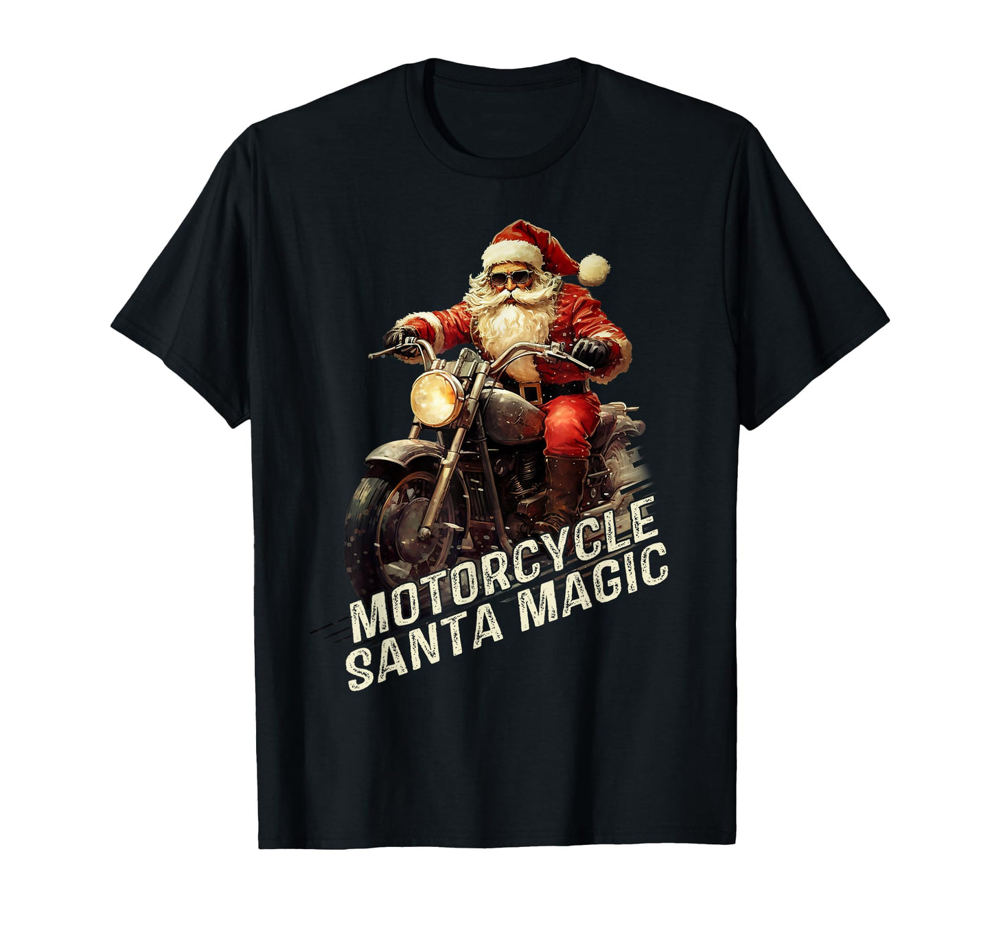 Santa Riding Motorcycle Bike T-Shirt - Streetwear Style for Adults - T-Shirt, Sweatshirt, Hoodie