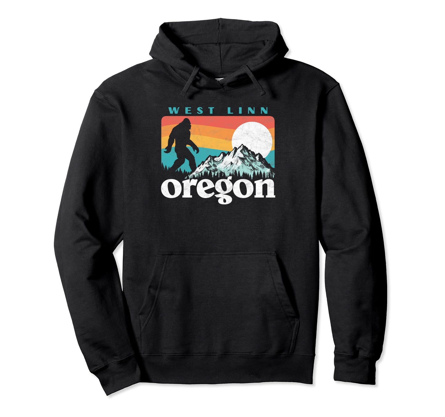 West Linn Oregon 80S Bigfoot Mountains Hoodie - Novelty Apparel Men Women - T-Shirt, Sweatshirt, Hoodie