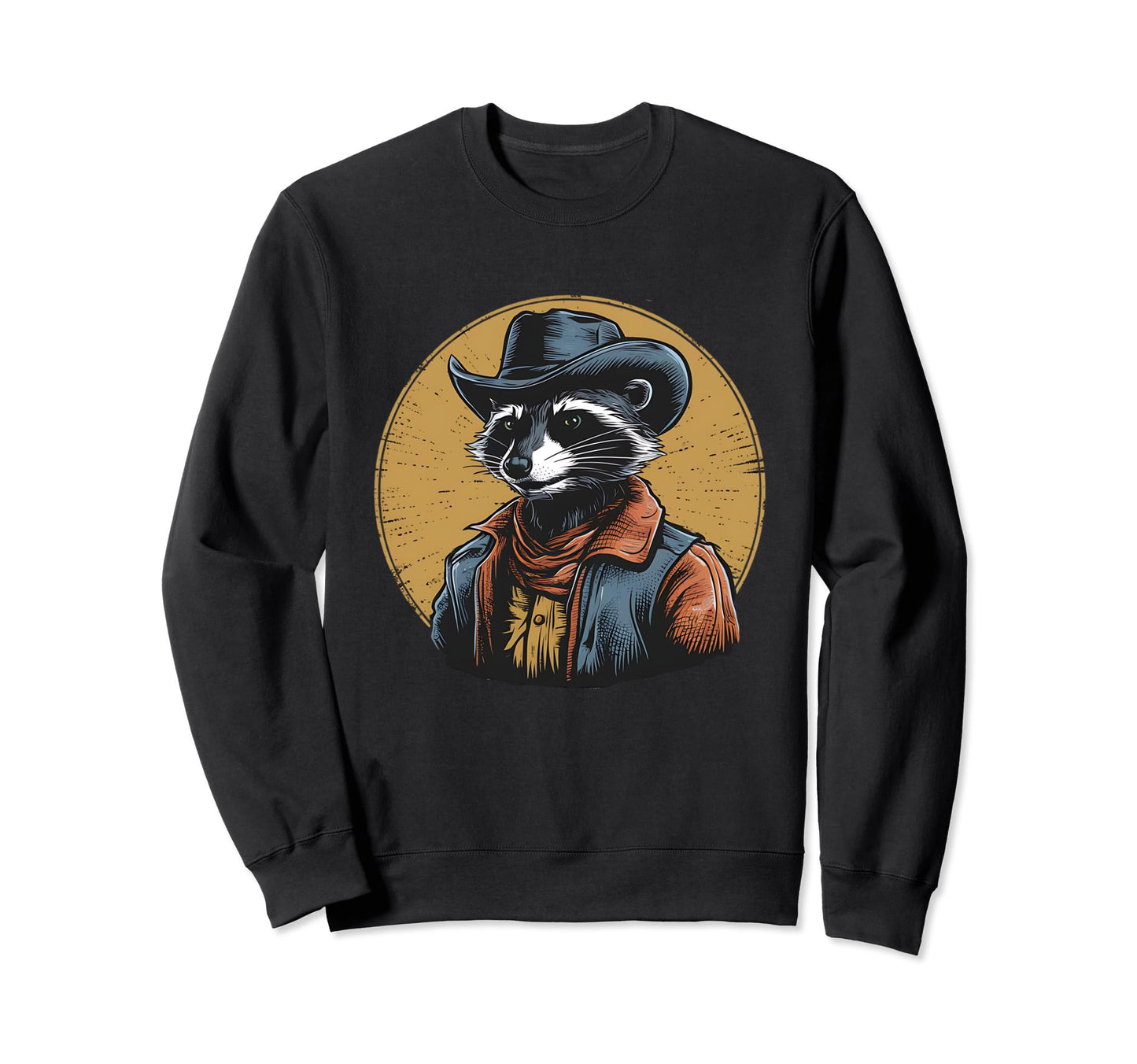 Raccoon Cowboy Cowgirl Trash Panda Sweatshirt - Trendy Graphic Unisex - T-Shirt, Sweatshirt, Hoodie
